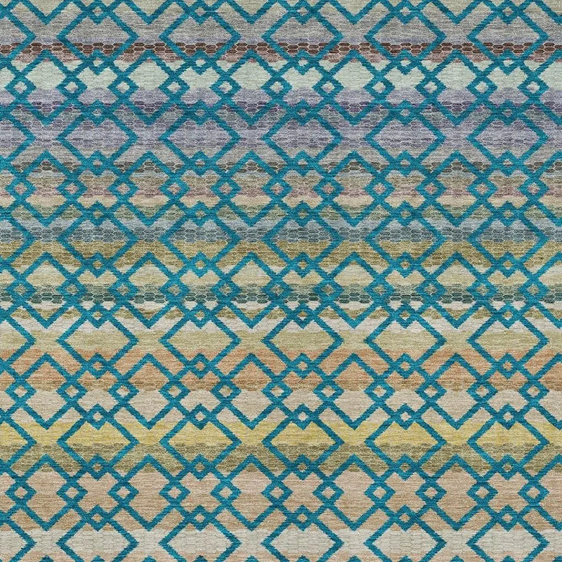 10' X 14' Teal Blue And Ivory Striped Washable Indoor Outdoor Area Rug Homeroots Outdoor