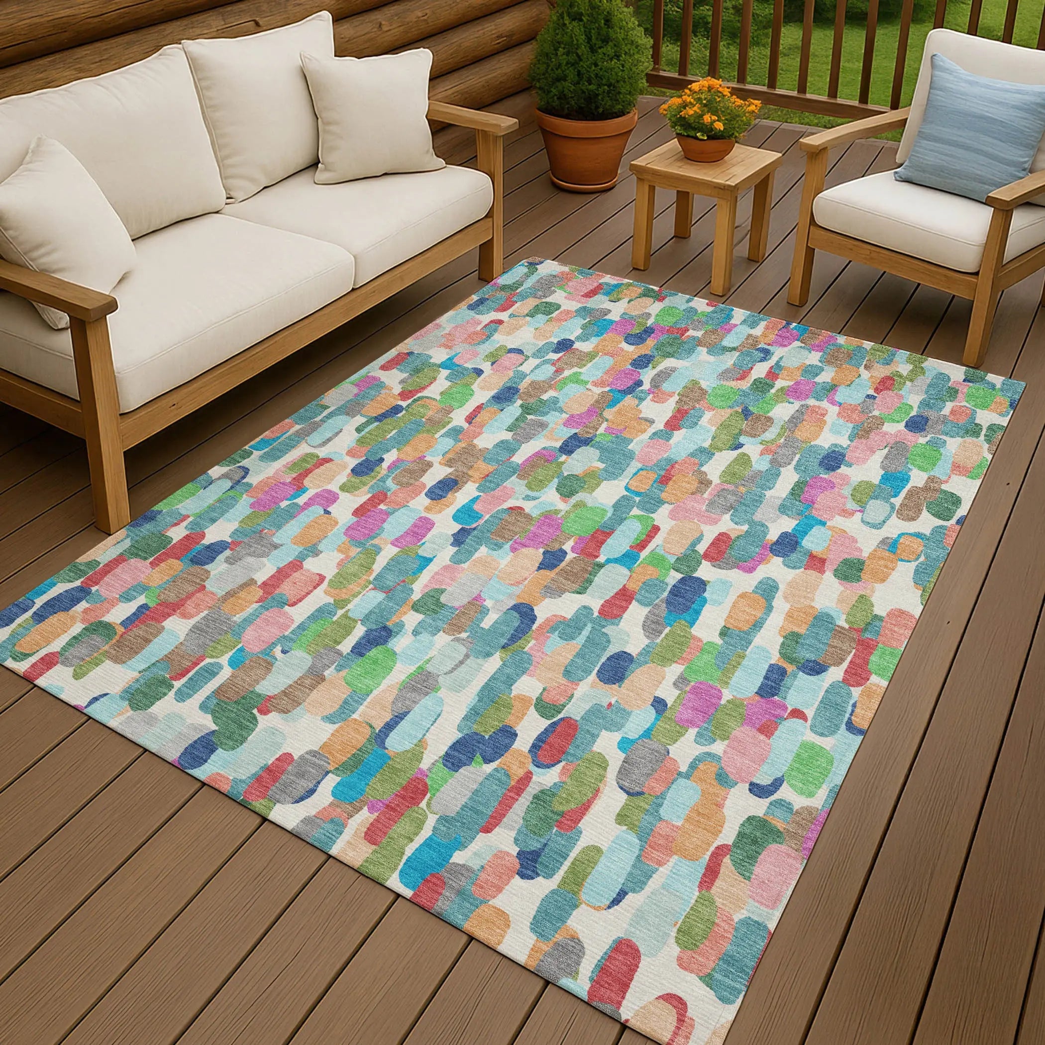 10' X 14' Teal Blue And Navy Blue Abstract Washable Indoor Outdoor Area Rug Homeroots Outdoor