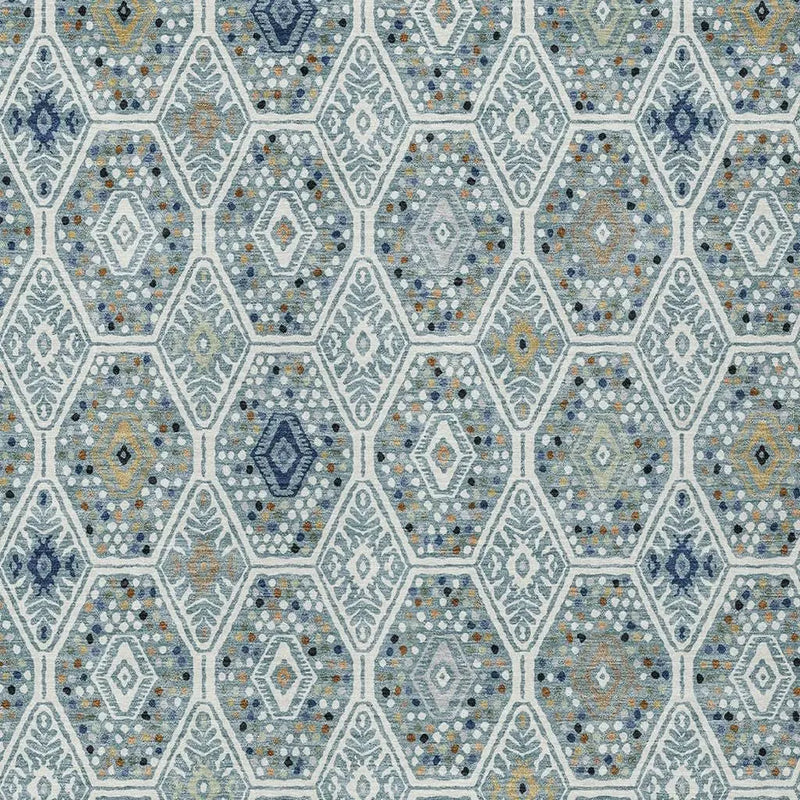 10' X 14' Teal Blue And Navy Blue Geometric Washable Indoor Outdoor Area Rug Homeroots Outdoor