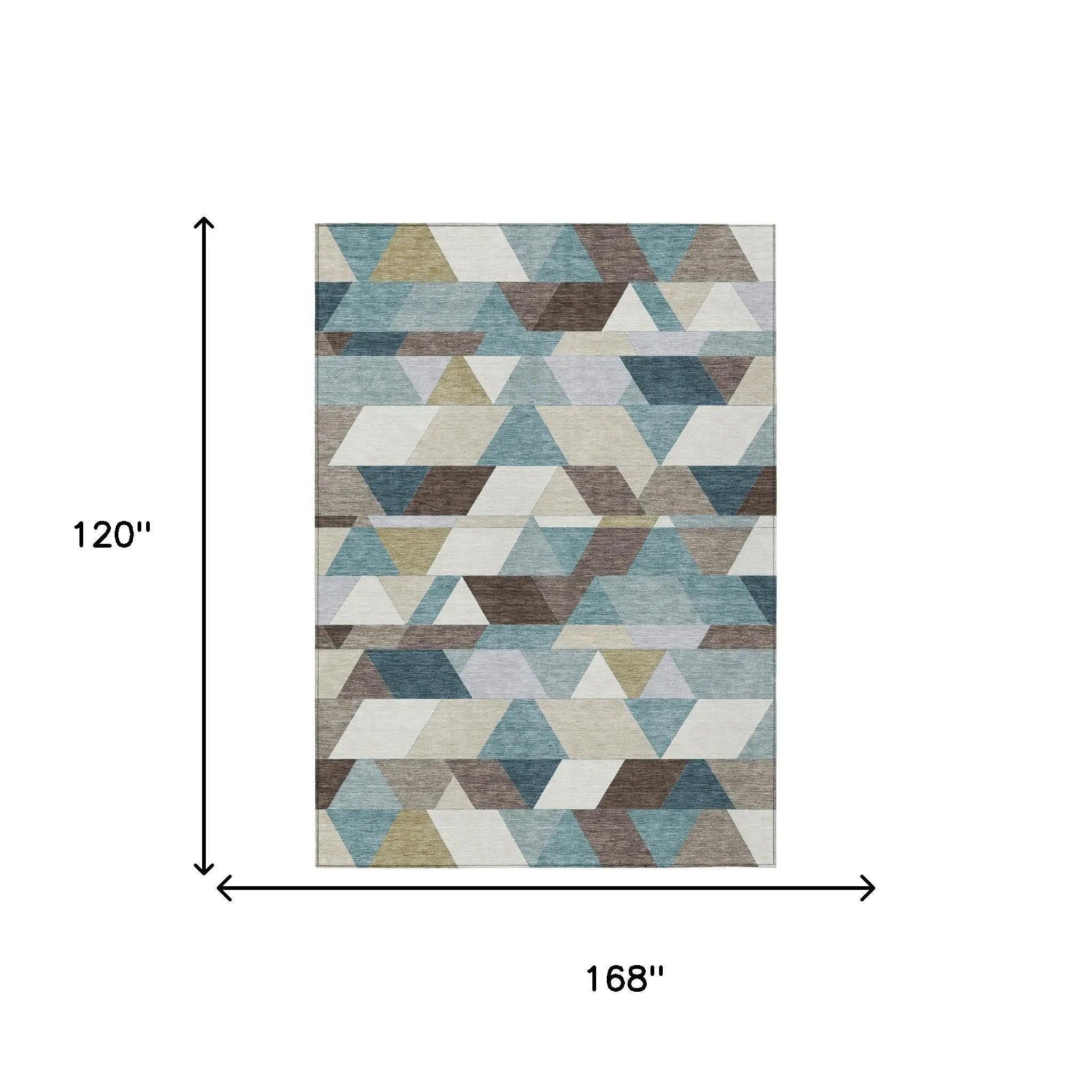 10' X 14' Teal Blue And Pale Aqua Geometric Washable Indoor Outdoor Area Rug Homeroots Outdoor