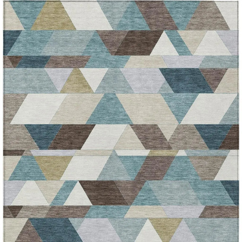 10' X 14' Teal Blue And Pale Aqua Geometric Washable Indoor Outdoor Area Rug Homeroots Outdoor