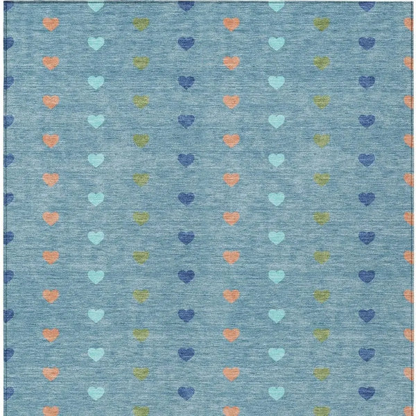 10' X 14' Teal Blue And Peach Geometric Washable Indoor Outdoor Area Rug Homeroots Outdoor