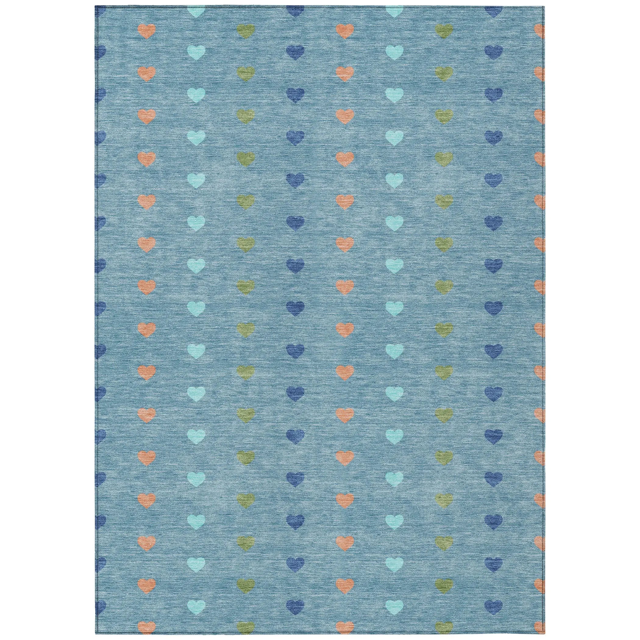 10' X 14' Teal Blue And Peach Geometric Washable Indoor Outdoor Area Rug Homeroots Outdoor