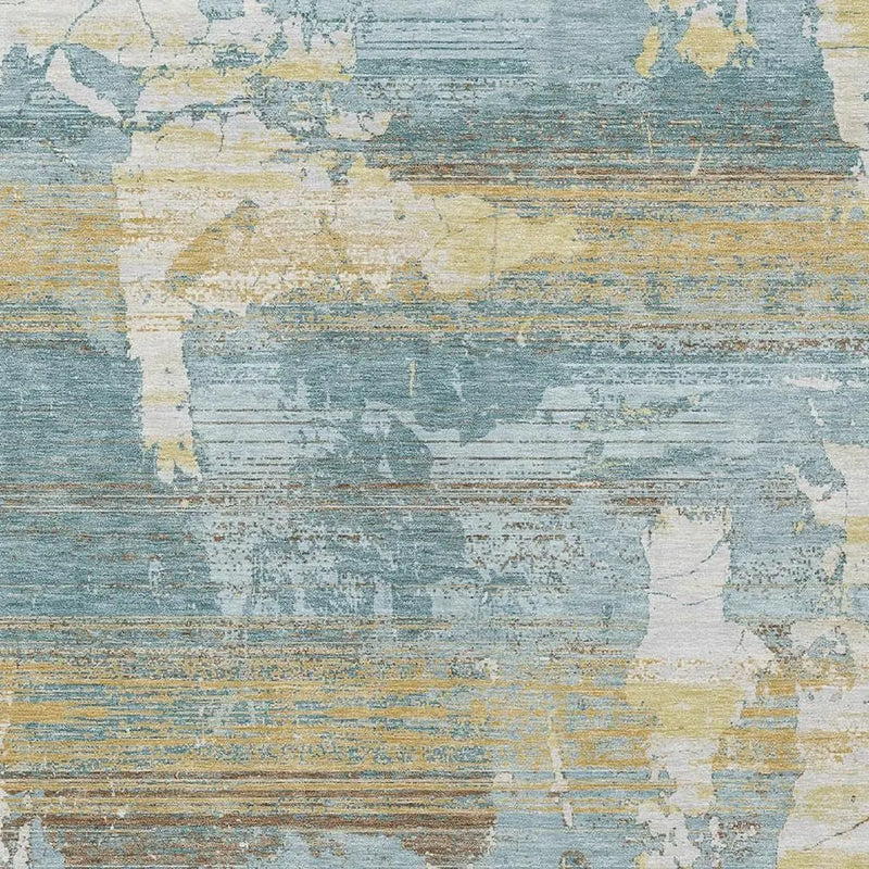 10' X 14' Teal Blue And Pewter Abstract Washable Indoor Outdoor Area Rug Homeroots Outdoor