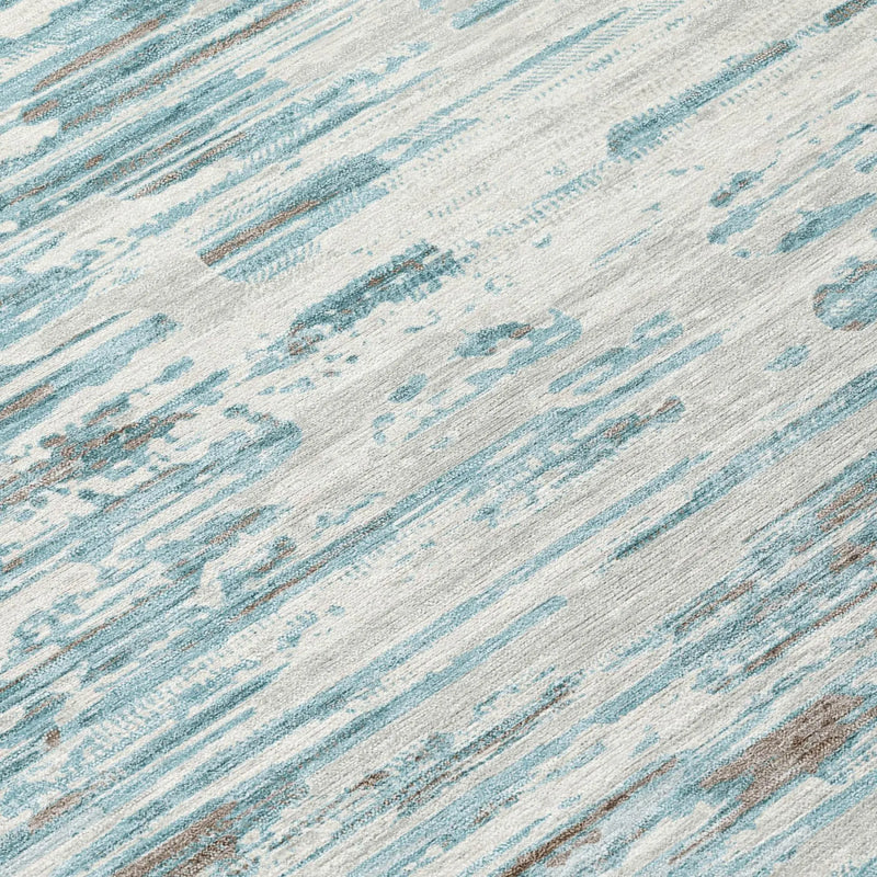 10' X 14' Teal Blue And Pewter Abstract Washable Indoor Outdoor Area Rug Homeroots Outdoor