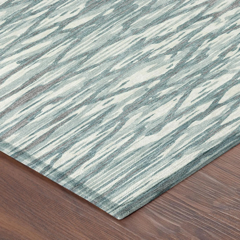 10' X 14' Teal Blue And Pewter Abstract Washable Indoor Outdoor Area Rug Homeroots Outdoor