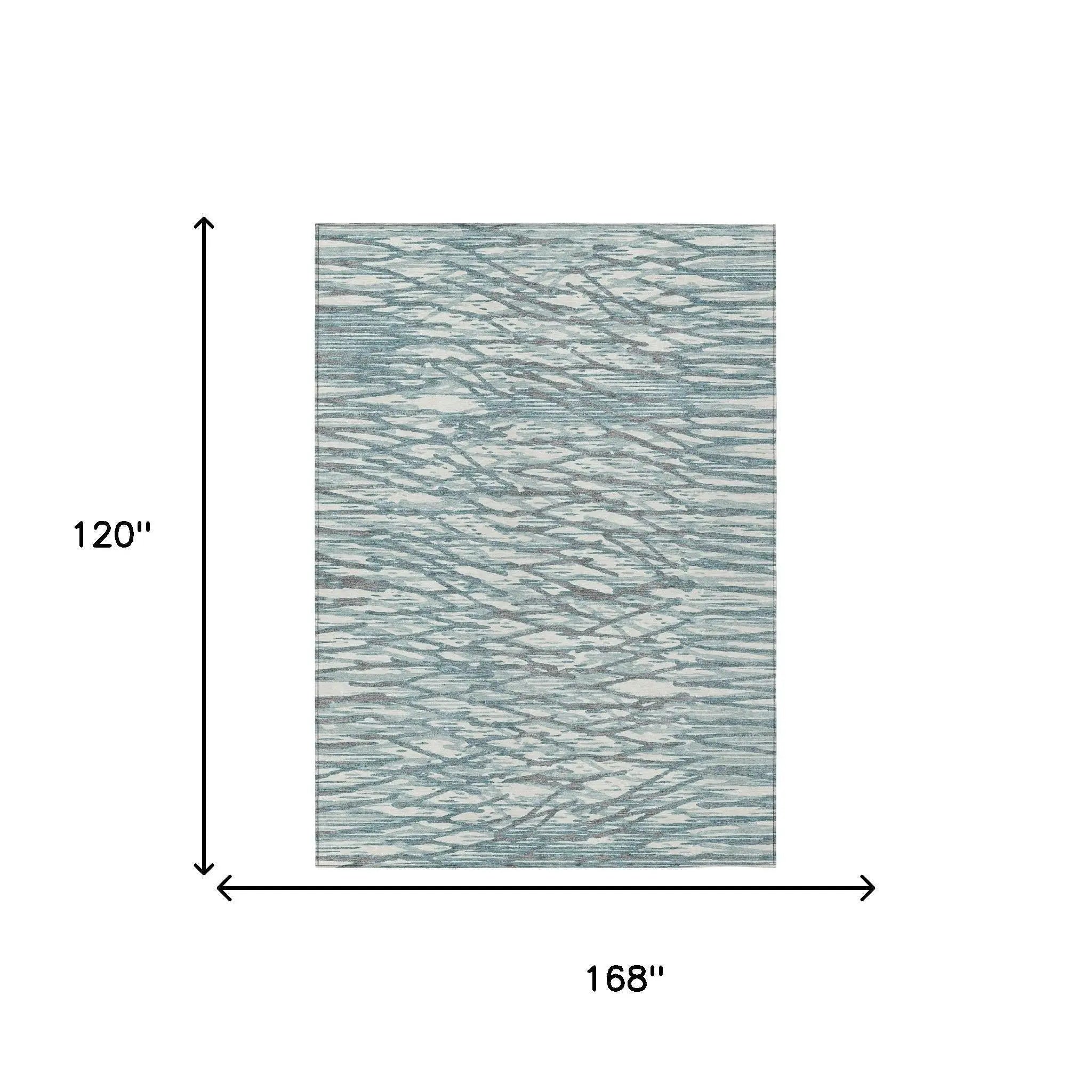 10' X 14' Teal Blue And Pewter Abstract Washable Indoor Outdoor Area Rug Homeroots Outdoor