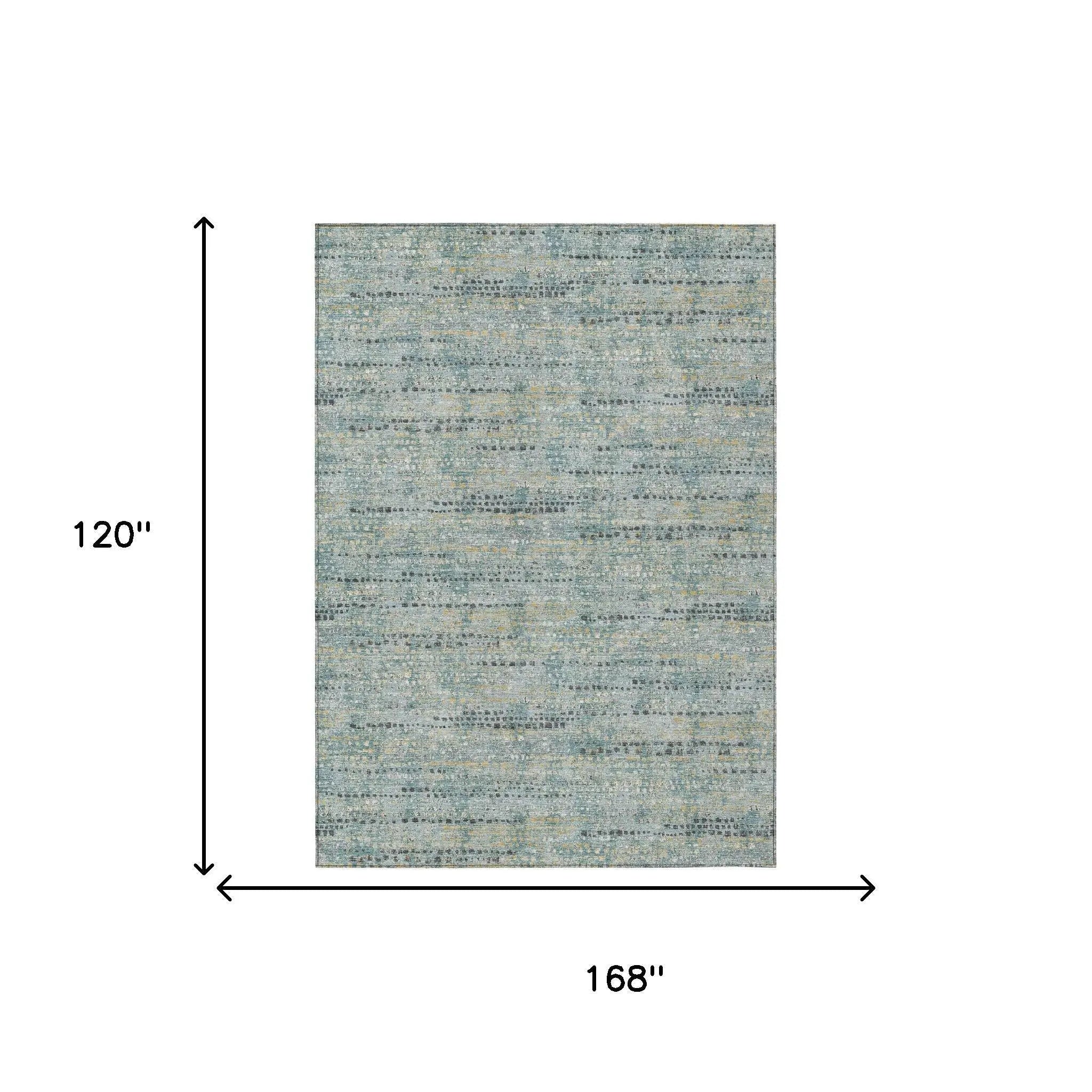 10' X 14' Teal Blue And Pewter Abstract Washable Indoor Outdoor Area Rug Homeroots Outdoor