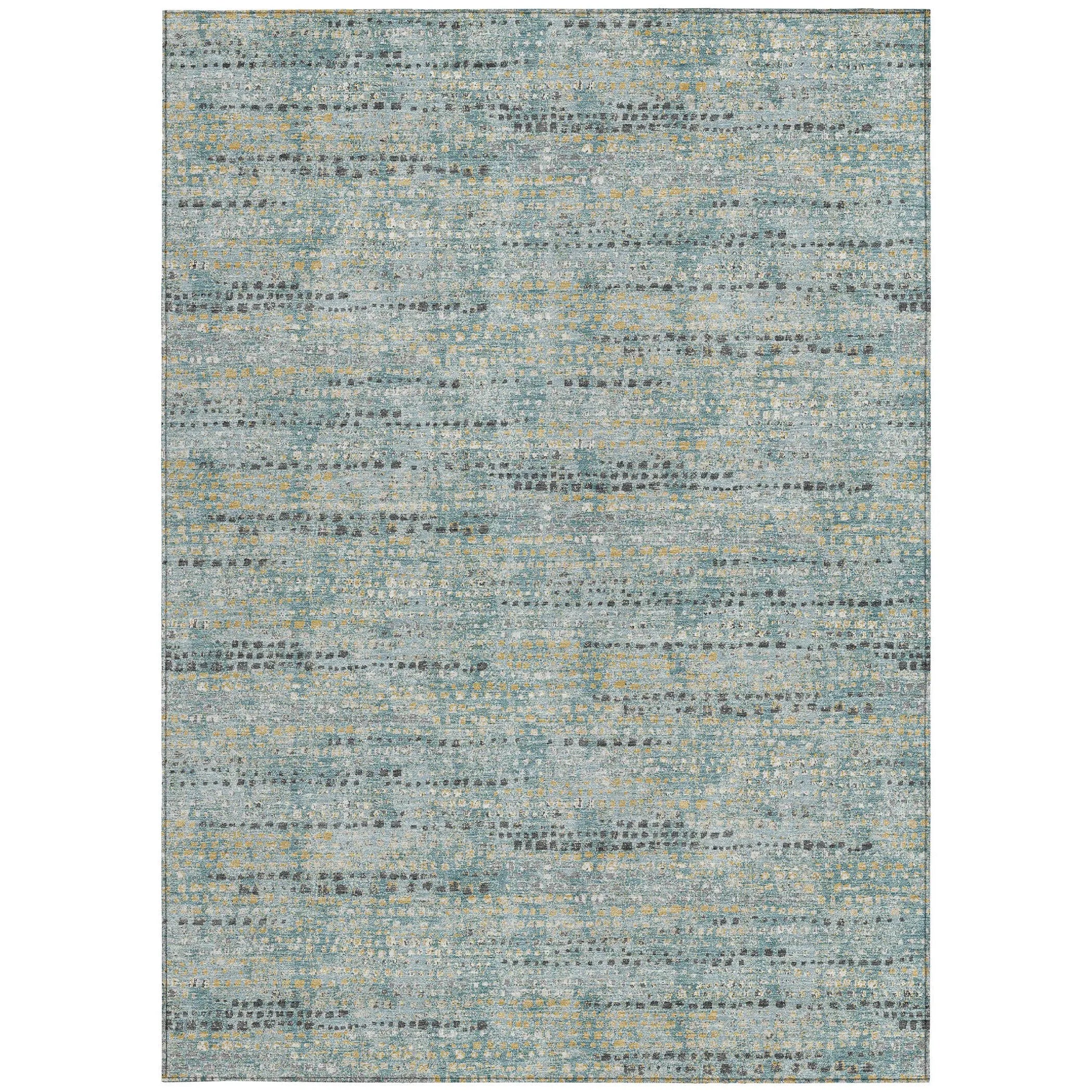 10' X 14' Teal Blue And Pewter Abstract Washable Indoor Outdoor Area Rug Homeroots Outdoor