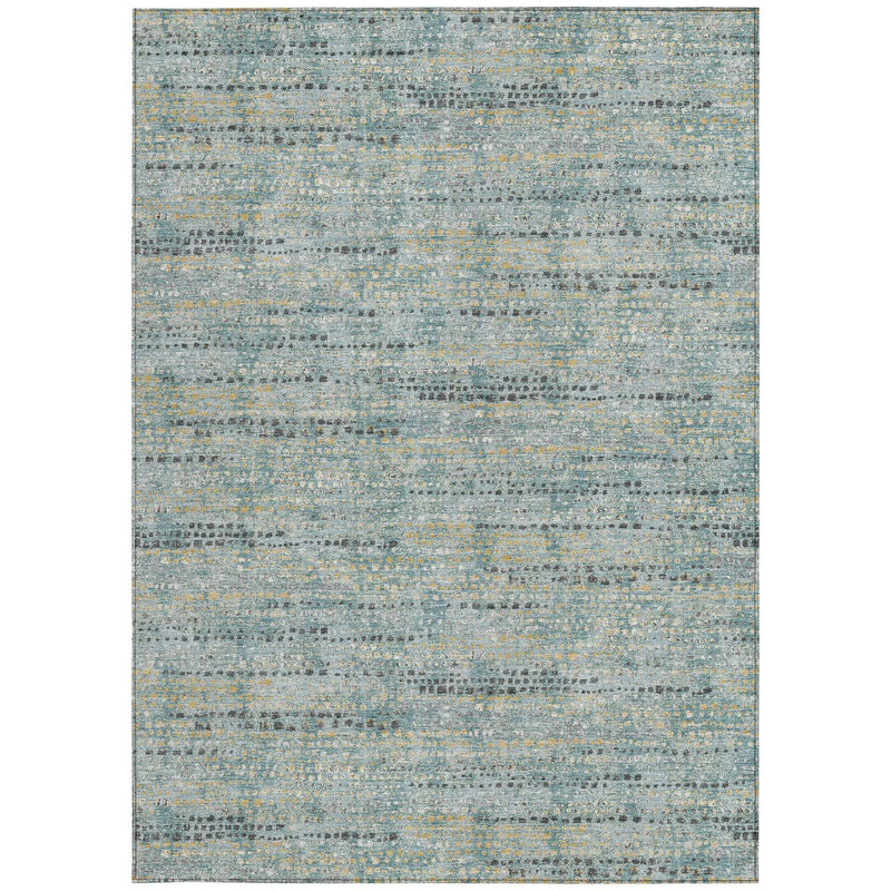 10' X 14' Teal Blue And Pewter Abstract Washable Indoor Outdoor Area Rug Homeroots Outdoor