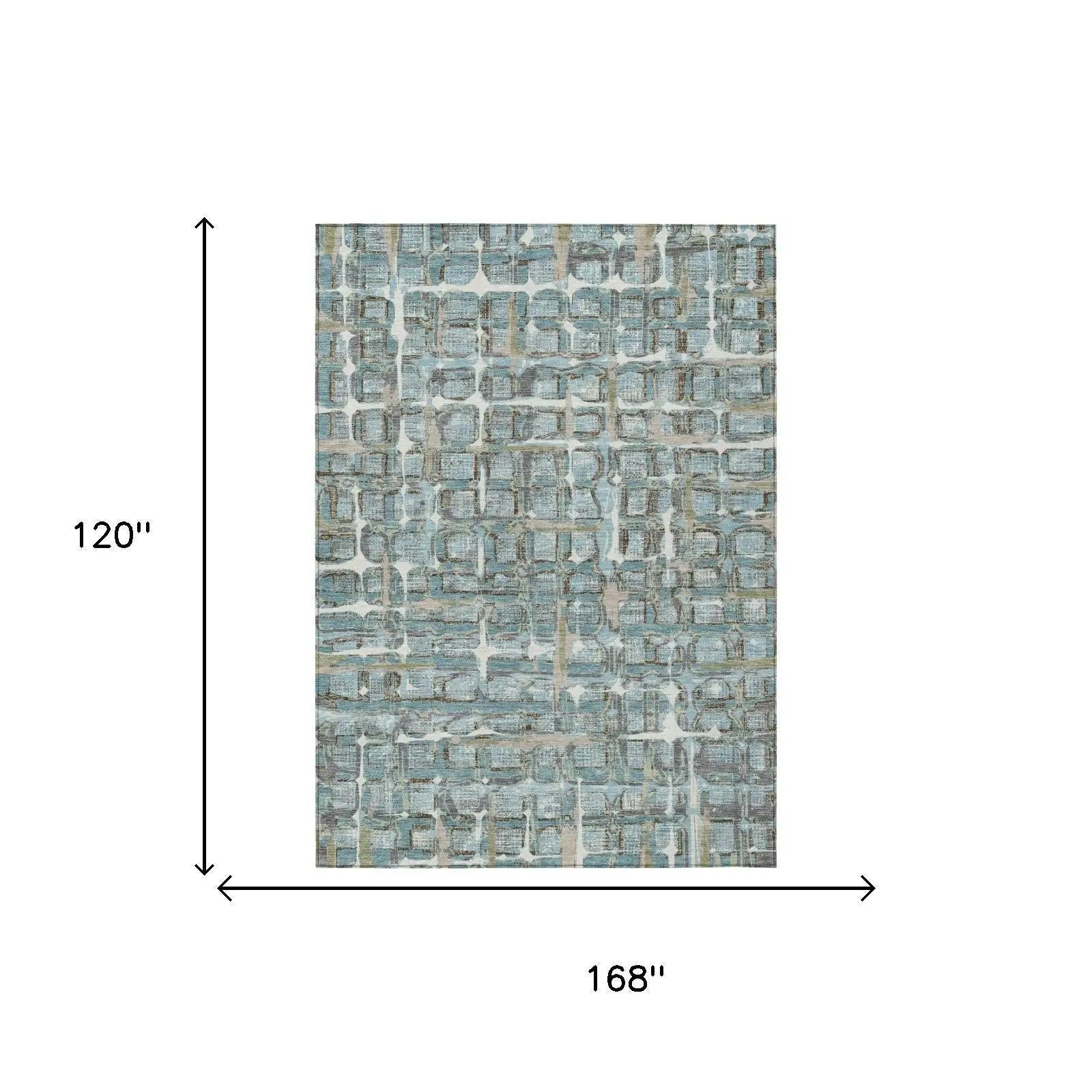 10' X 14' Teal Blue And Pewter Geometric Washable Indoor Outdoor Area Rug Homeroots Outdoor