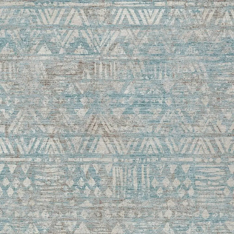 10' X 14' Teal Blue And Pewter Geometric Washable Indoor Outdoor Area Rug Homeroots Outdoor