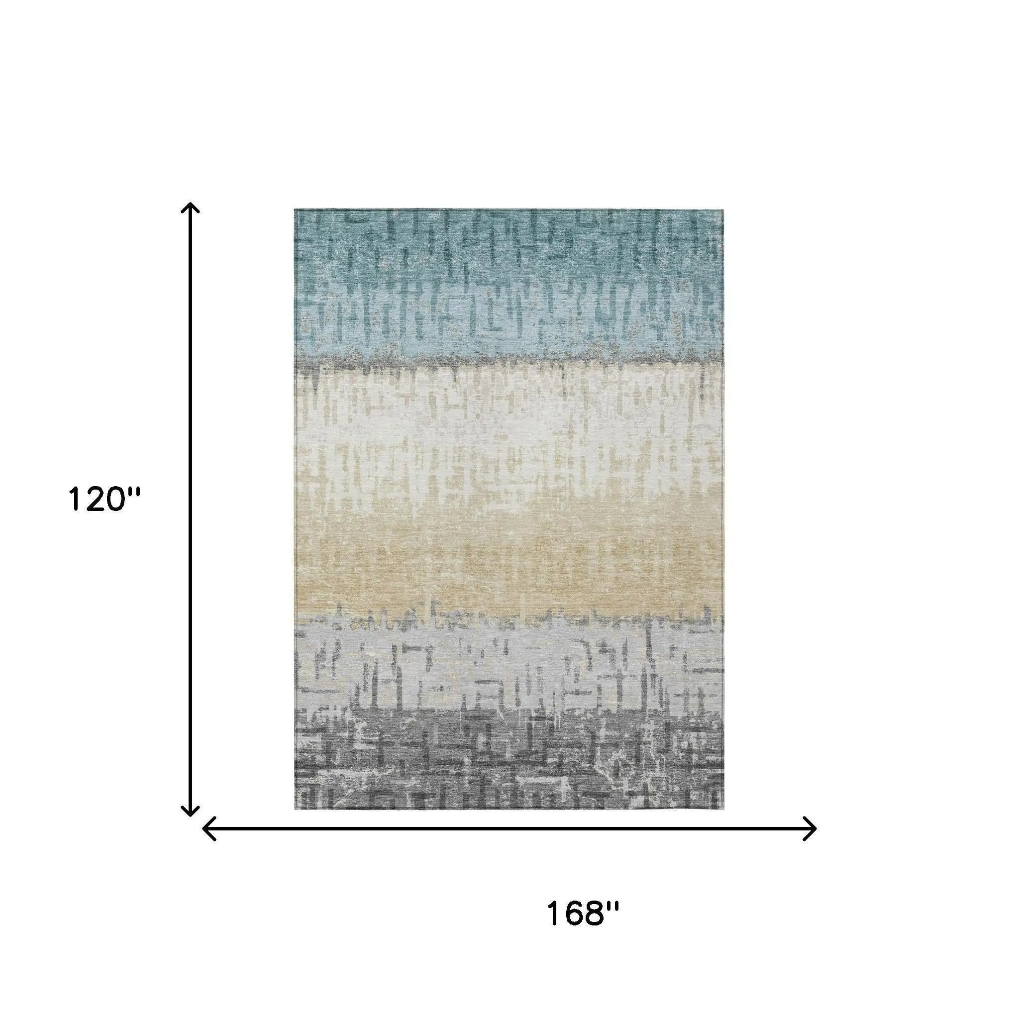 10' X 14' Teal Blue And Pewter Striped Washable Indoor Outdoor Area Rug Homeroots Outdoor