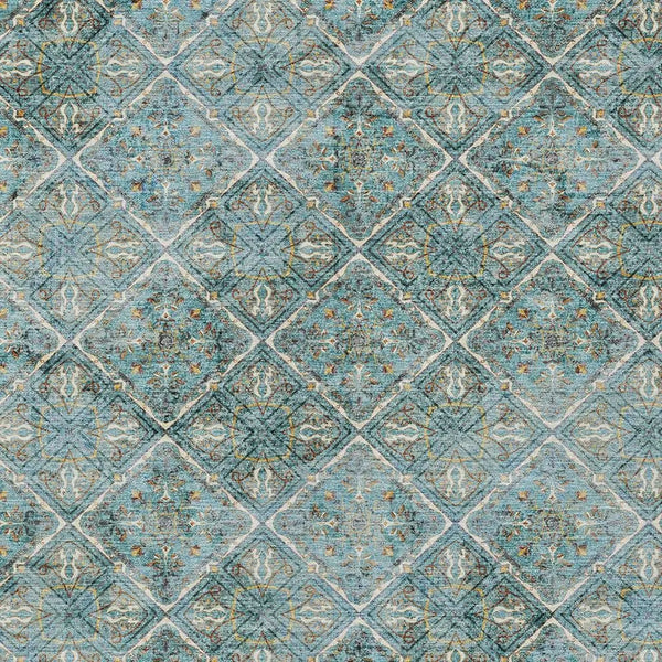 10' X 14' Teal Blue And Purple Geometric Washable Indoor Outdoor Area Rug Homeroots Outdoor