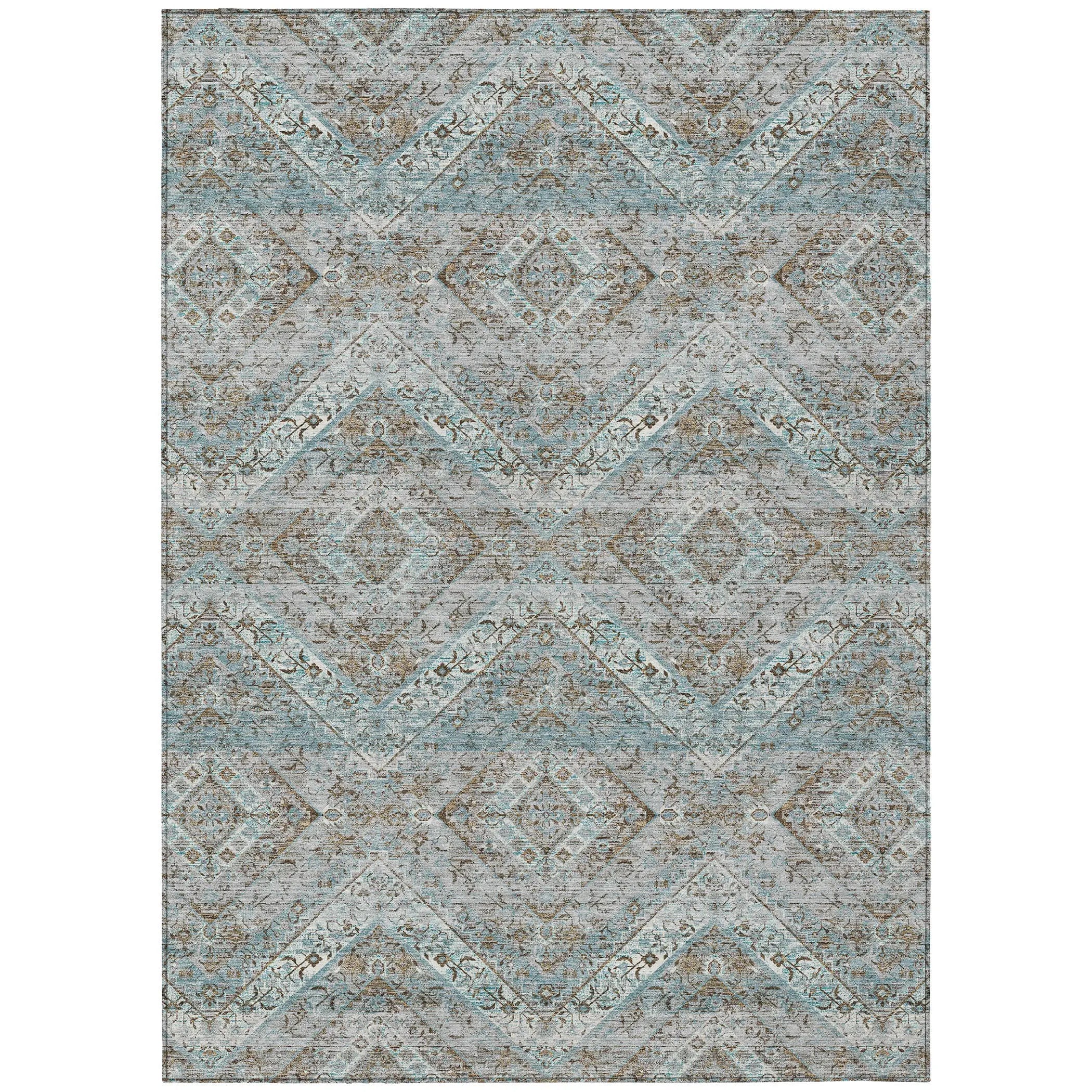 10' X 14' Teal Blue And Purple Tribal Washable Indoor Outdoor Area Rug Homeroots Outdoor