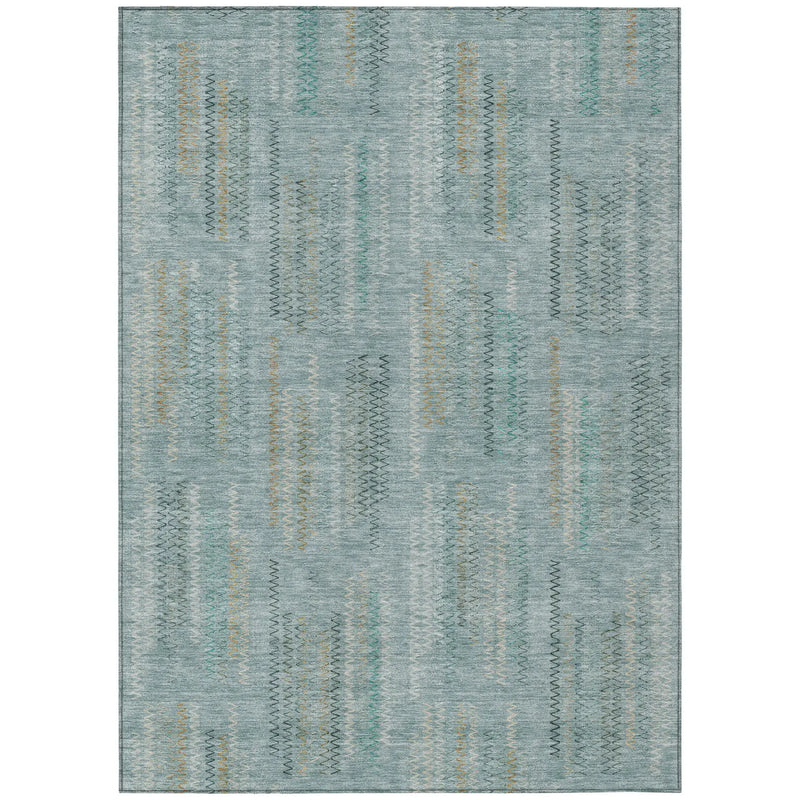 10' X 14' Teal Blue And Silver Abstract Washable Indoor Outdoor Area Rug Homeroots Outdoor