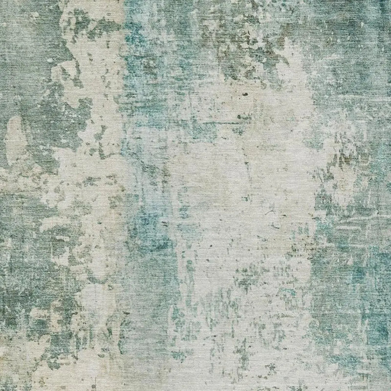 10' X 14' Teal Blue And Silver Abstract Washable Indoor Outdoor Area Rug Homeroots Outdoor