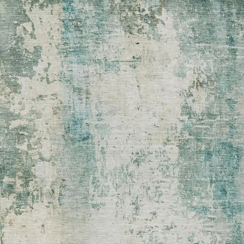 10' X 14' Teal Blue And Silver Abstract Washable Indoor Outdoor Area Rug Homeroots Outdoor