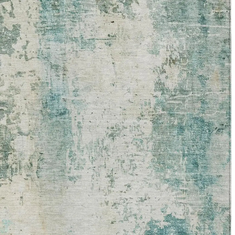 10' X 14' Teal Blue And Silver Abstract Washable Indoor Outdoor Area Rug Homeroots Outdoor
