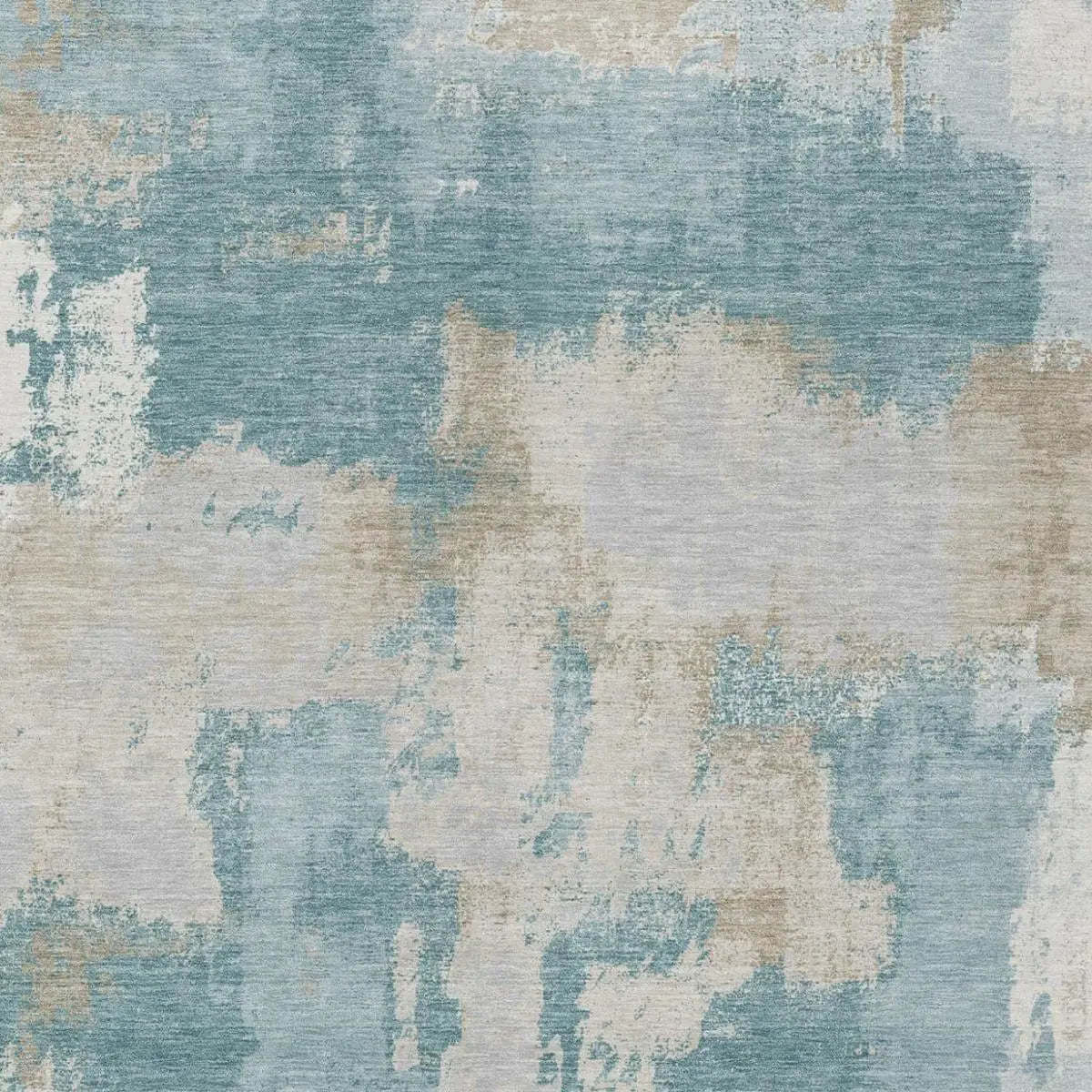 10' X 14' Teal Blue And Silver Abstract Washable Indoor Outdoor Area Rug Homeroots Outdoor