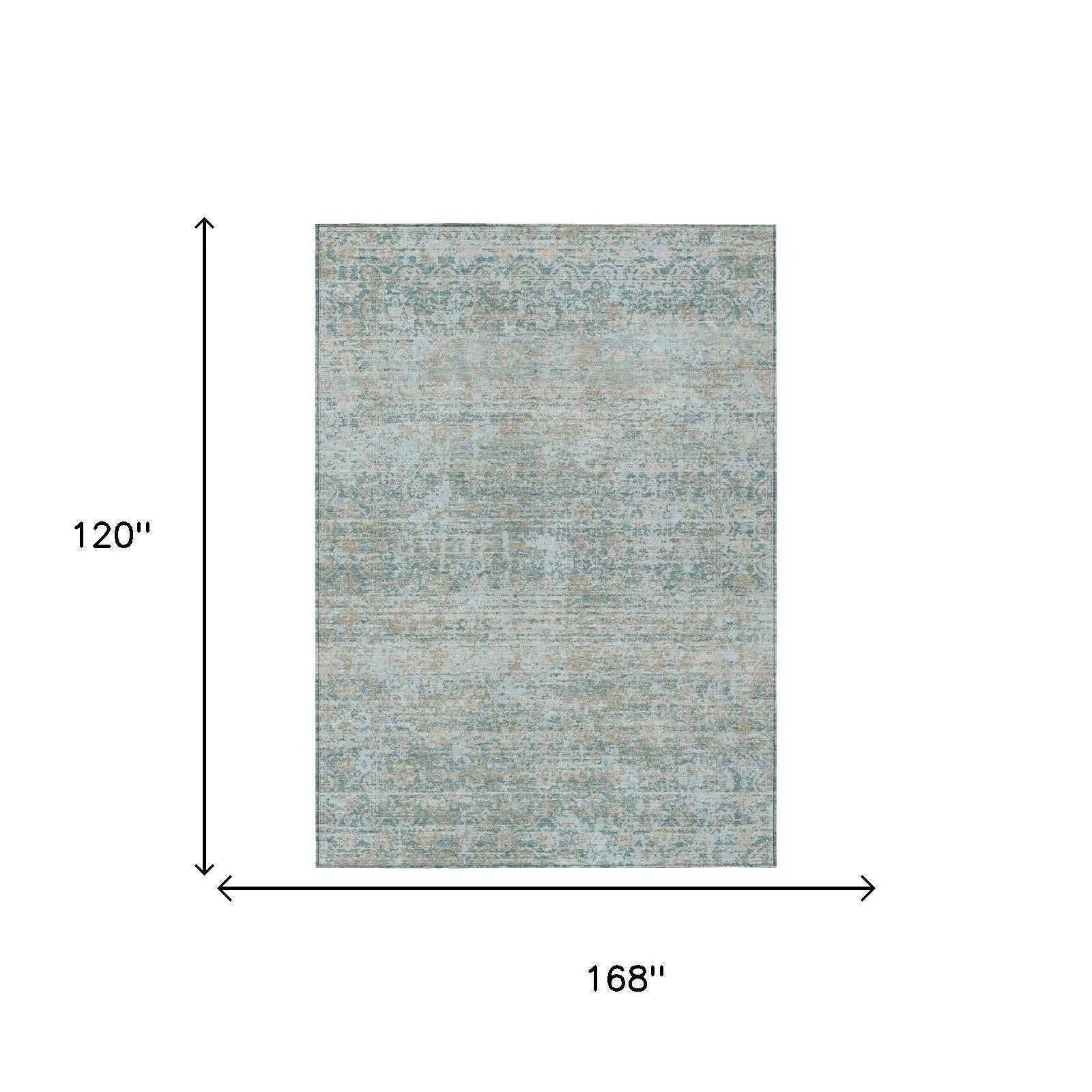 10' X 14' Teal Blue And Silver Abstract Washable Indoor Outdoor Area Rug Homeroots Outdoor