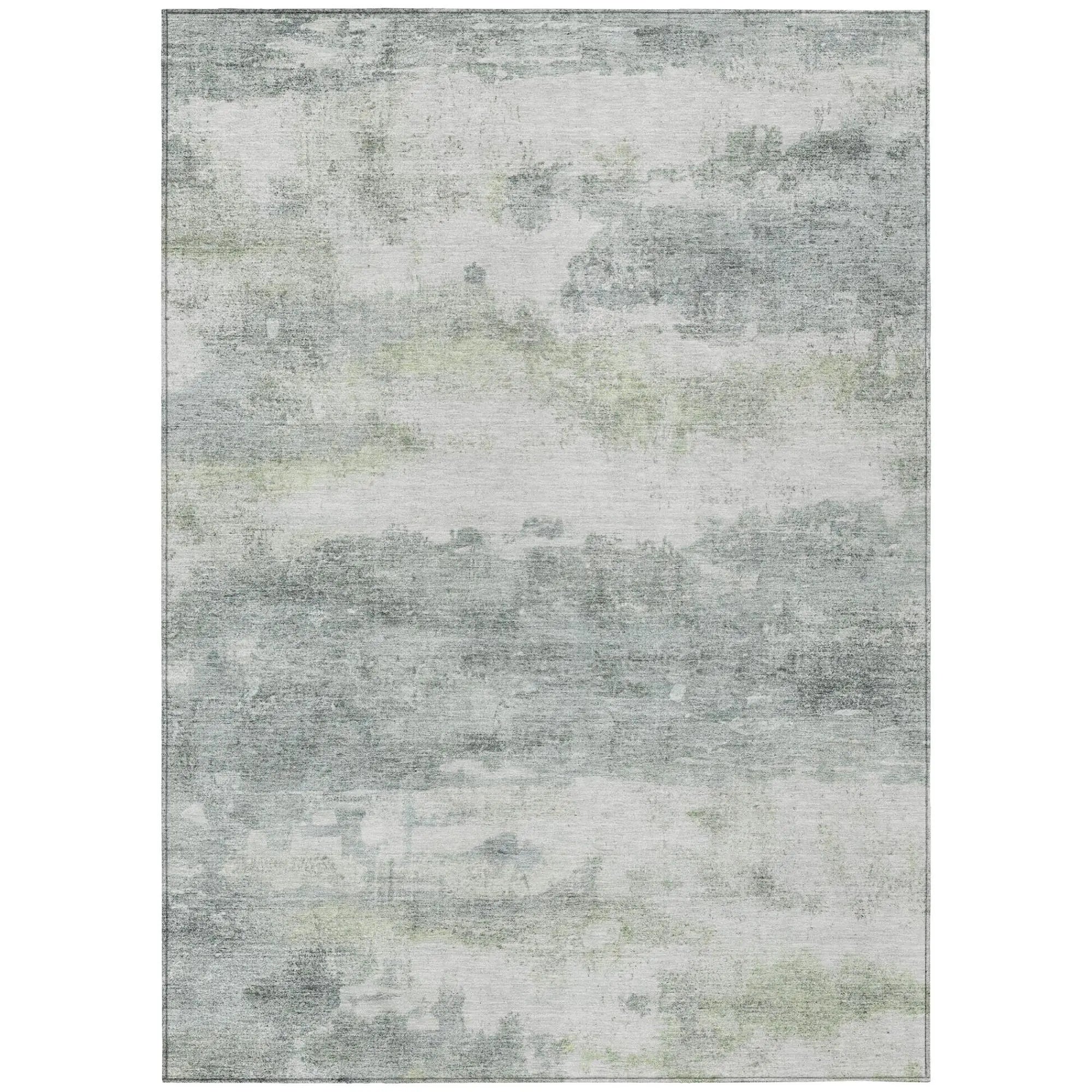 10' X 14' Teal Blue And Silver Abstract Washable Indoor Outdoor Area Rug Homeroots Outdoor