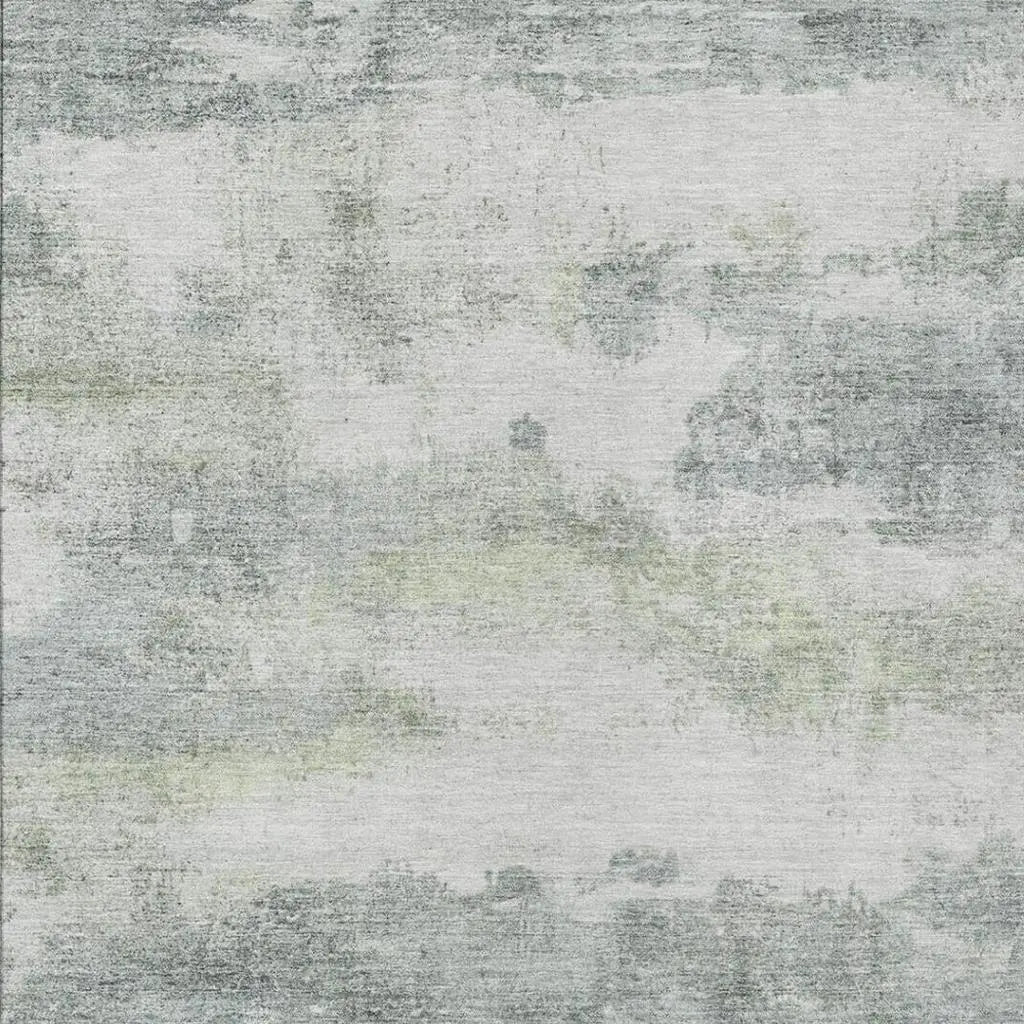 10' X 14' Teal Blue And Silver Abstract Washable Indoor Outdoor Area Rug Homeroots Outdoor