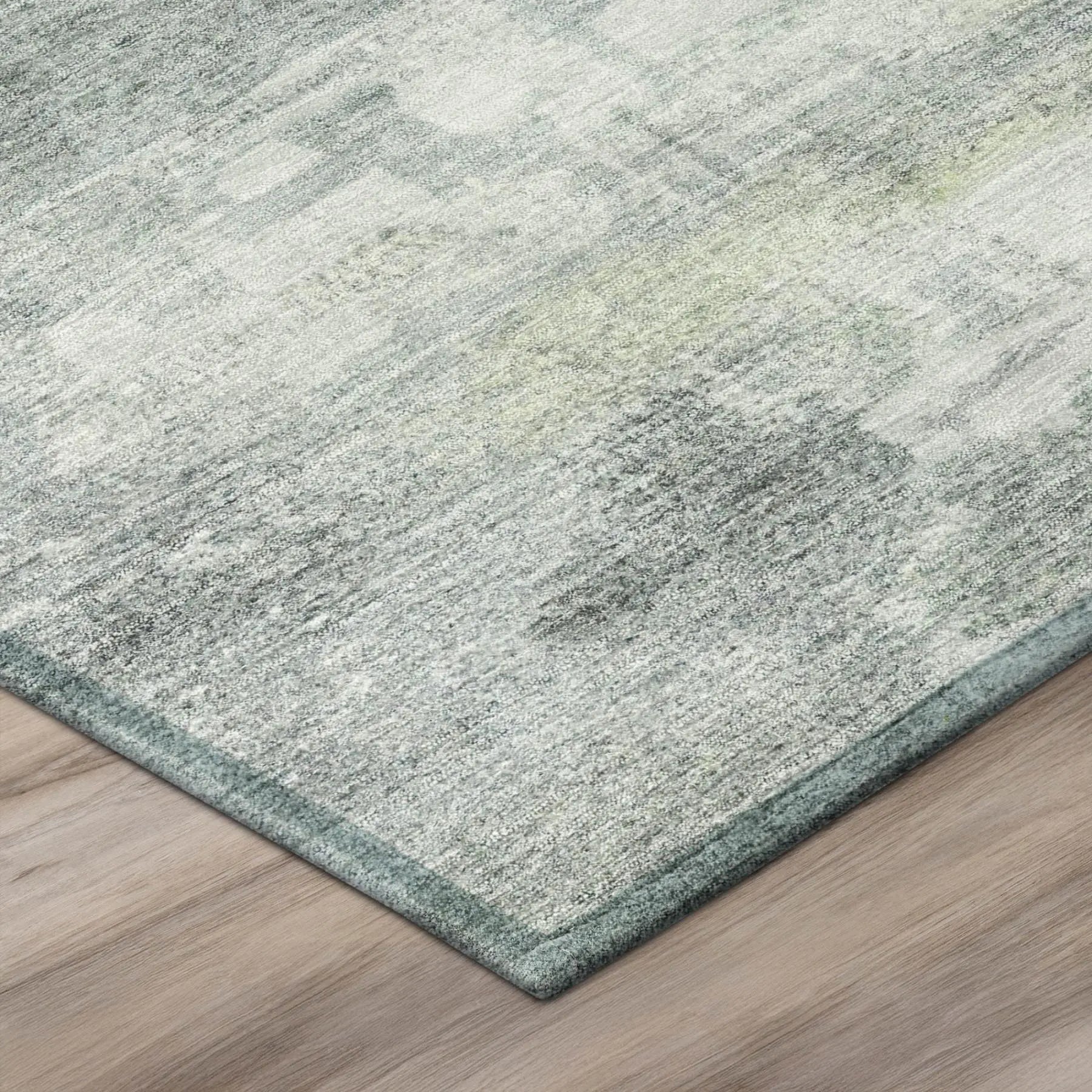 10' X 14' Teal Blue And Silver Abstract Washable Indoor Outdoor Area Rug Homeroots Outdoor