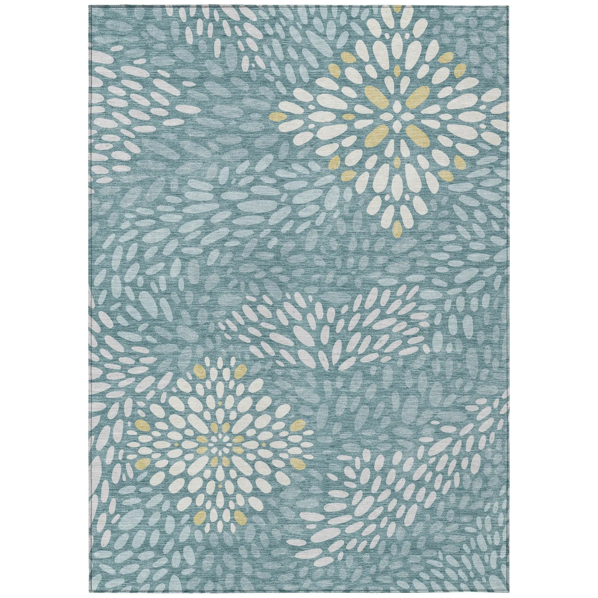 10' X 14' Teal Blue And Silver Abstract Washable Indoor Outdoor Area Rug Homeroots Outdoor