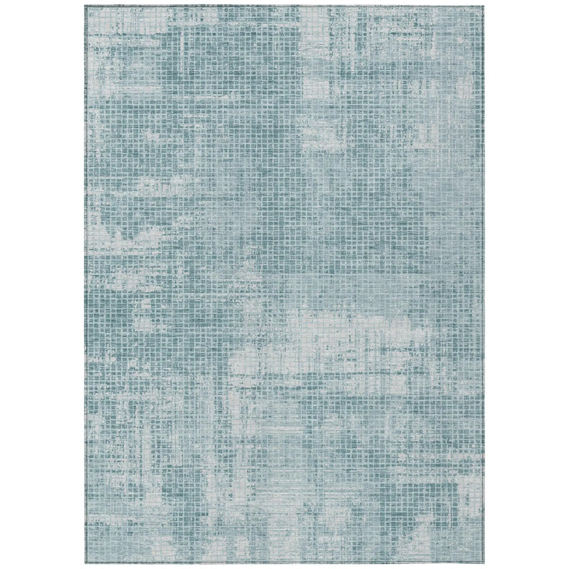 10' X 14' Teal Blue And Silver Abstract Washable Indoor Outdoor Area Rug Homeroots Outdoor