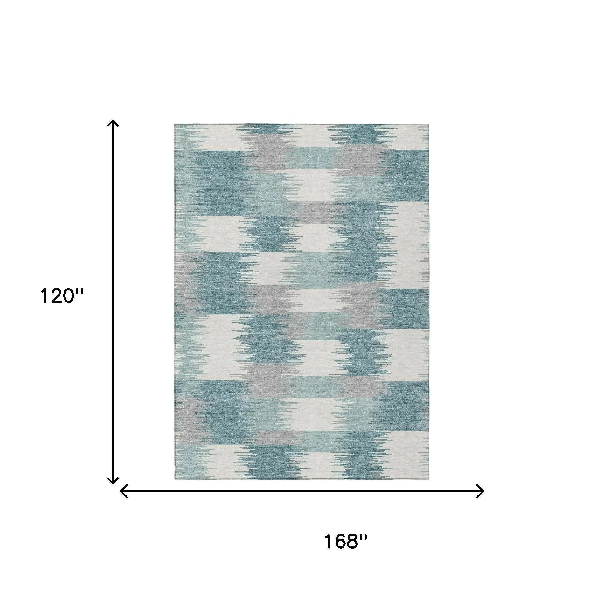 10' X 14' Teal Blue And Silver Geometric Washable Indoor Outdoor Area Rug Homeroots Outdoor