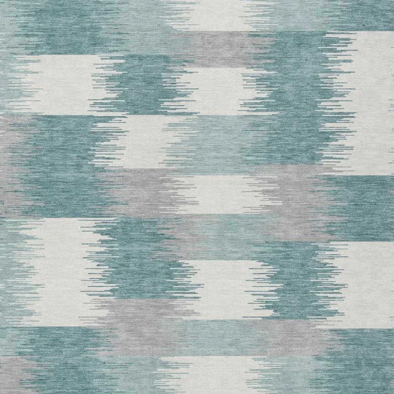 10' X 14' Teal Blue And Silver Geometric Washable Indoor Outdoor Area Rug Homeroots Outdoor
