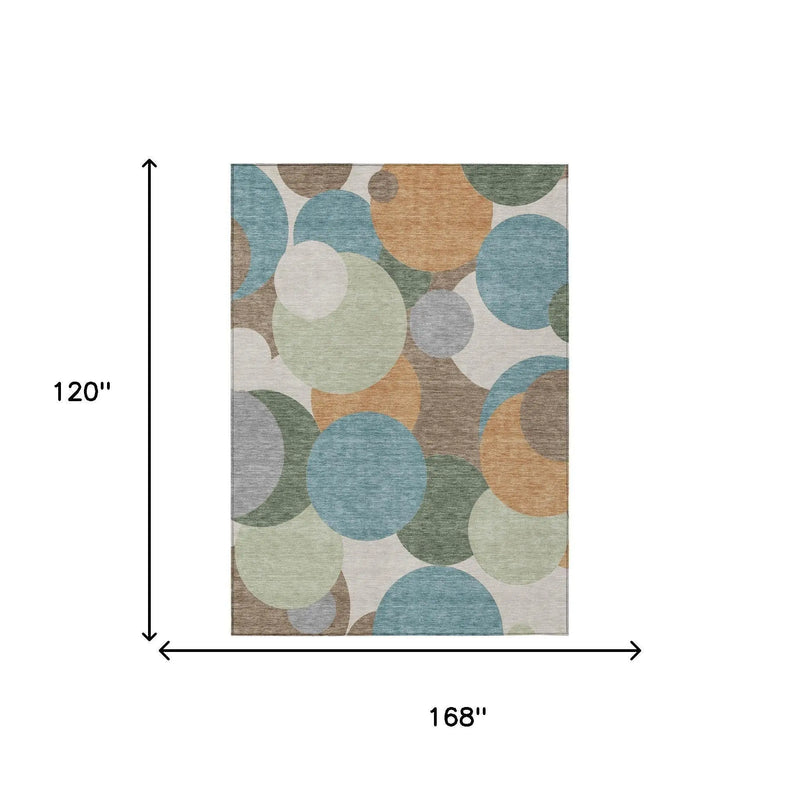 10' X 14' Teal Blue And Silver Geometric Washable Indoor Outdoor Area Rug Homeroots Outdoor