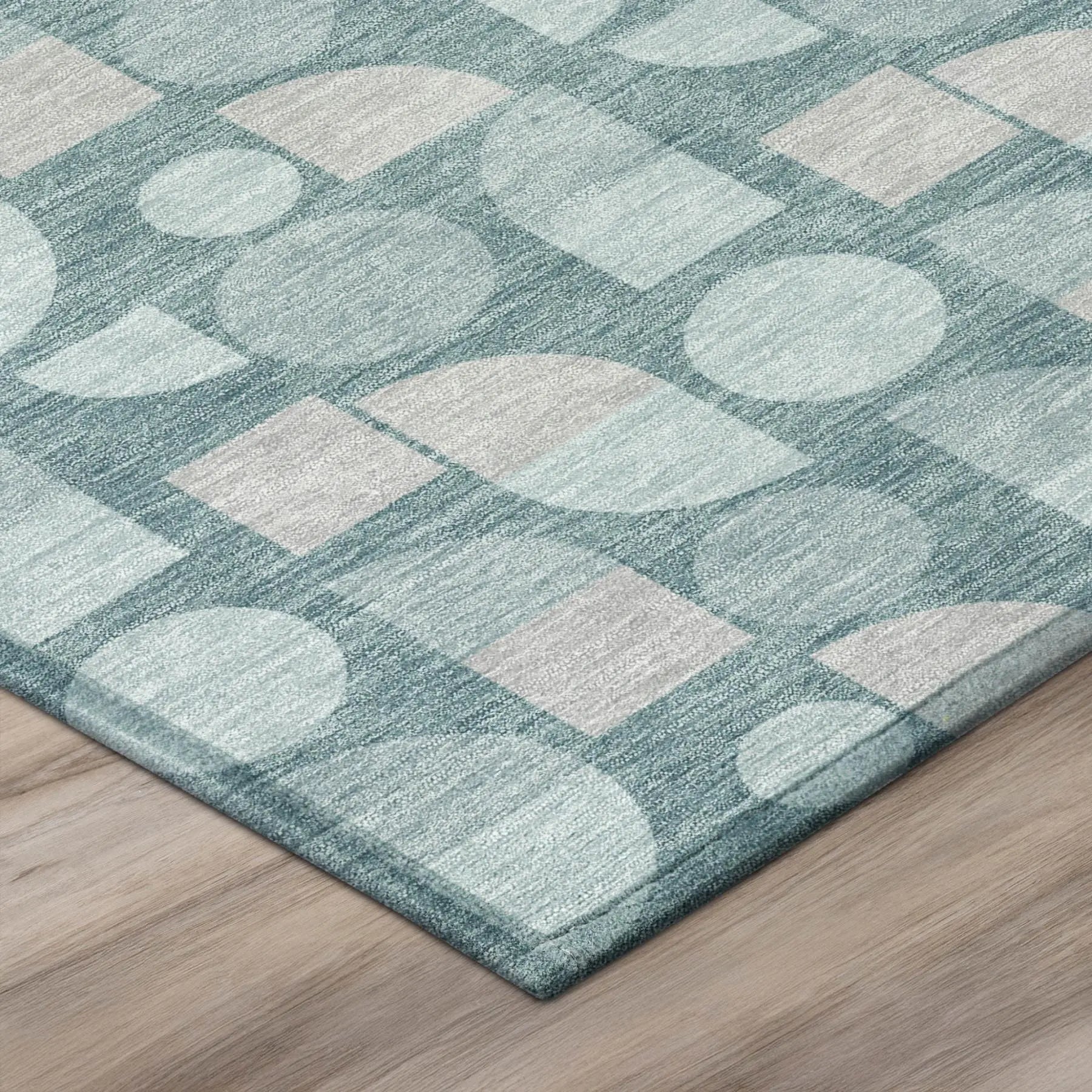 10' X 14' Teal Blue And Silver Geometric Washable Indoor Outdoor Area Rug Homeroots Outdoor