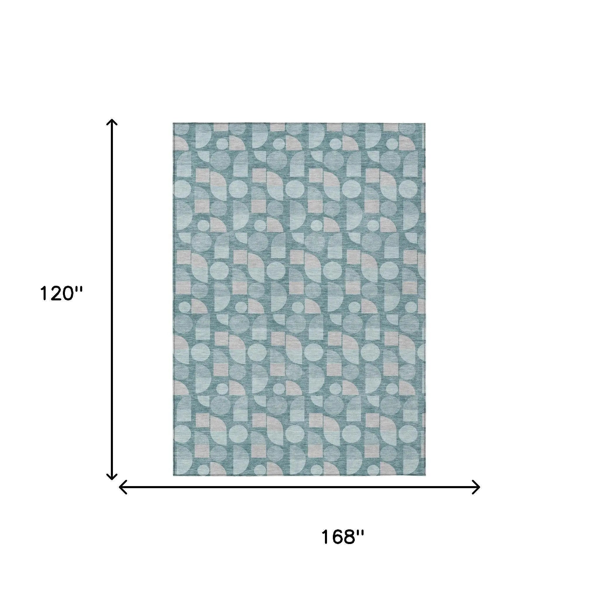 10' X 14' Teal Blue And Silver Geometric Washable Indoor Outdoor Area Rug Homeroots Outdoor