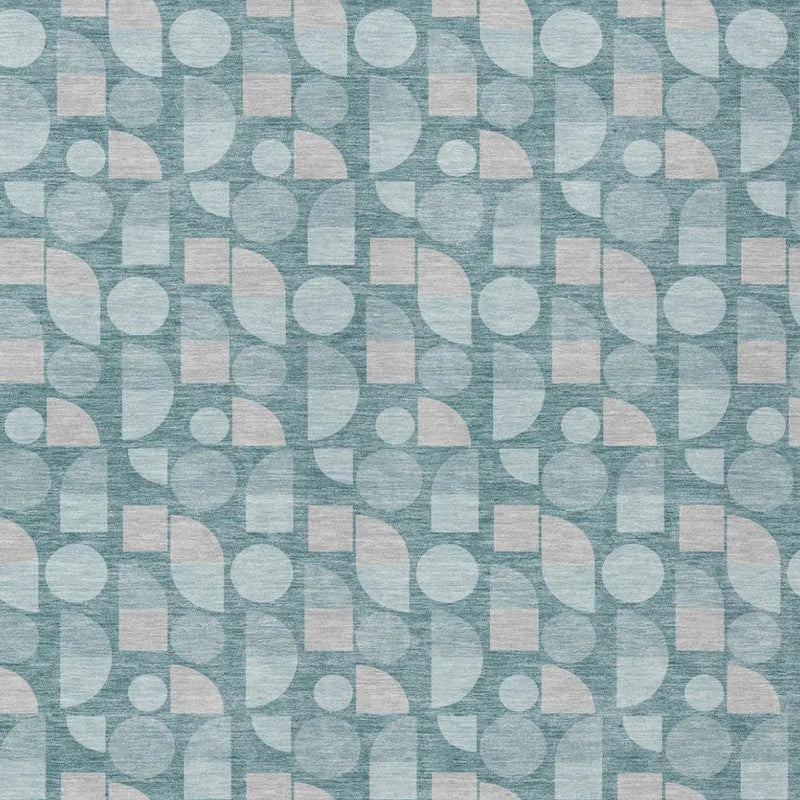 10' X 14' Teal Blue And Silver Geometric Washable Indoor Outdoor Area Rug Homeroots Outdoor