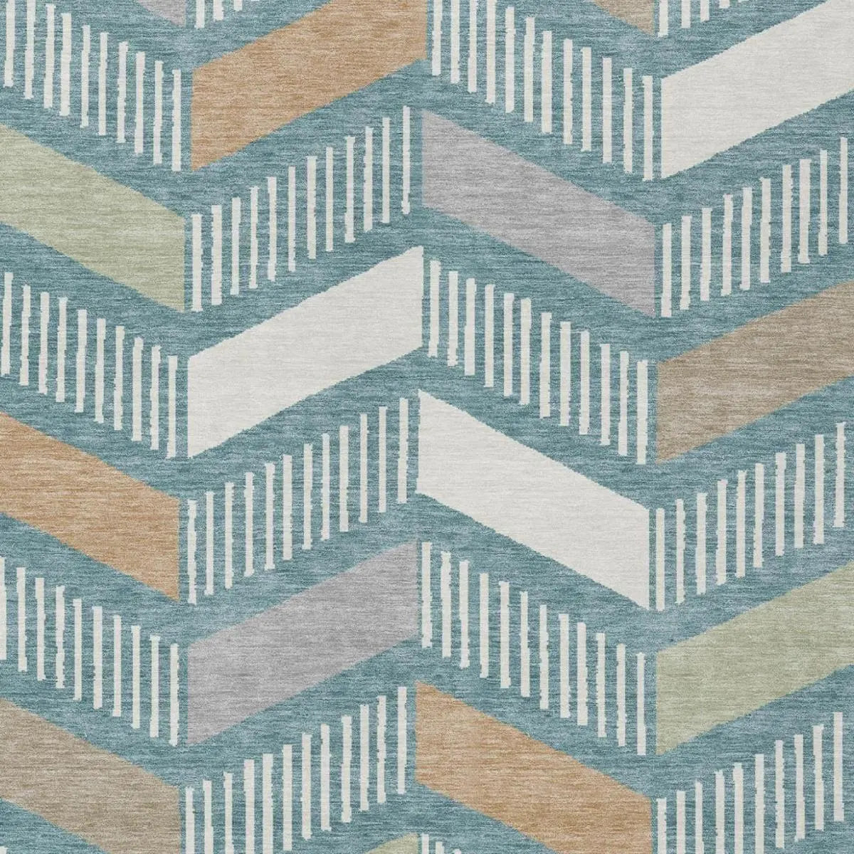 10' X 14' Teal Blue And Silver Geometric Washable Indoor Outdoor Area Rug Homeroots Outdoor