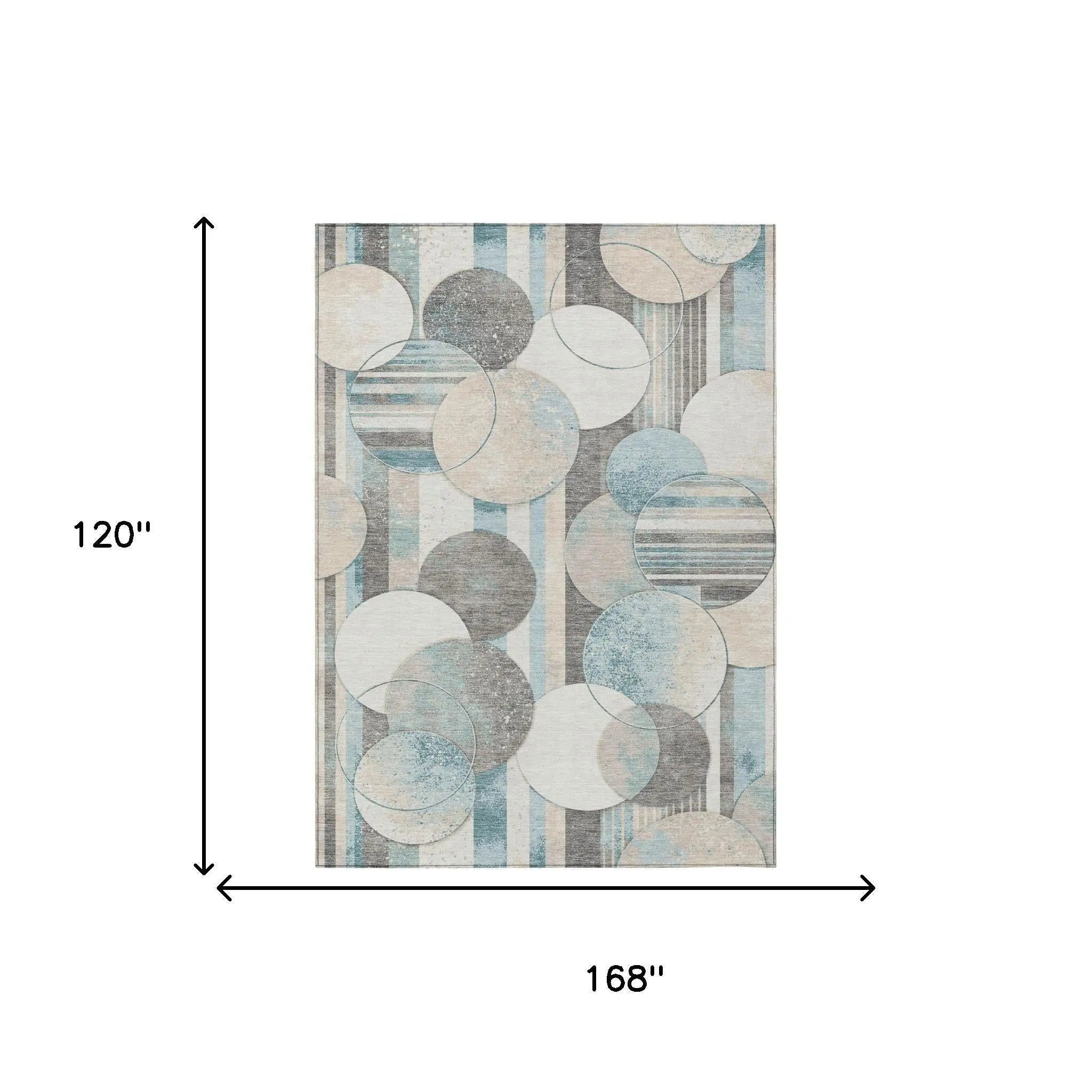 10' X 14' Teal Blue And Silver Geometric Washable Indoor Outdoor Area Rug Homeroots Outdoor