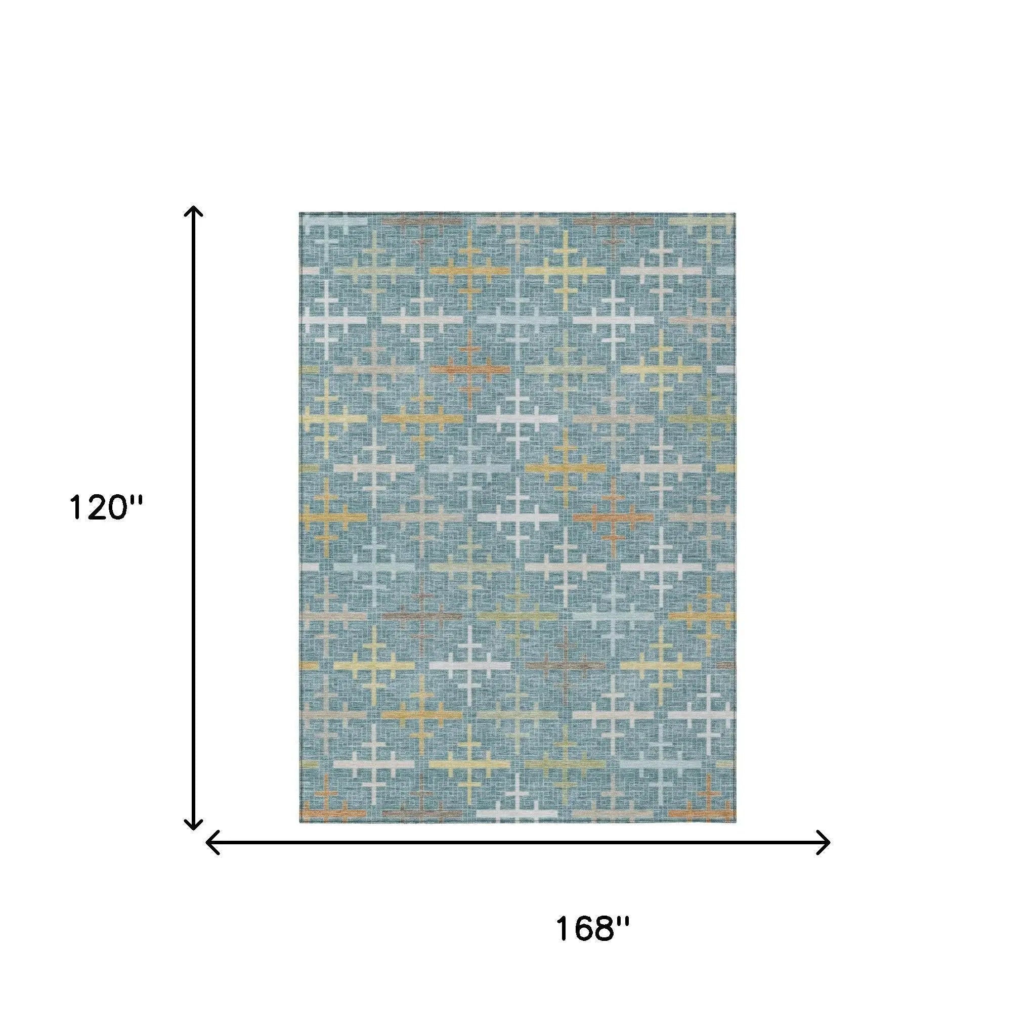 10' X 14' Teal Blue And Silver Geometric Washable Indoor Outdoor Area Rug Homeroots Outdoor