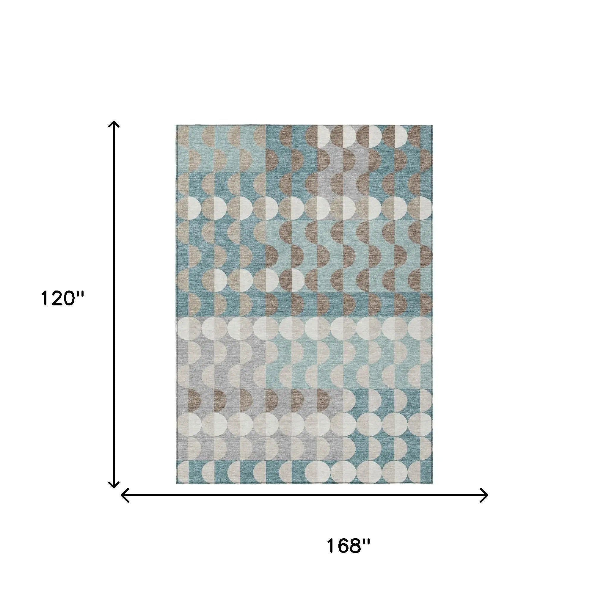 10' X 14' Teal Blue And Silver Geometric Washable Indoor Outdoor Area Rug Homeroots Outdoor