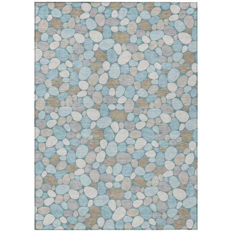 10' X 14' Teal Blue And Silver Geometric Washable Indoor Outdoor Area Rug Homeroots Outdoor