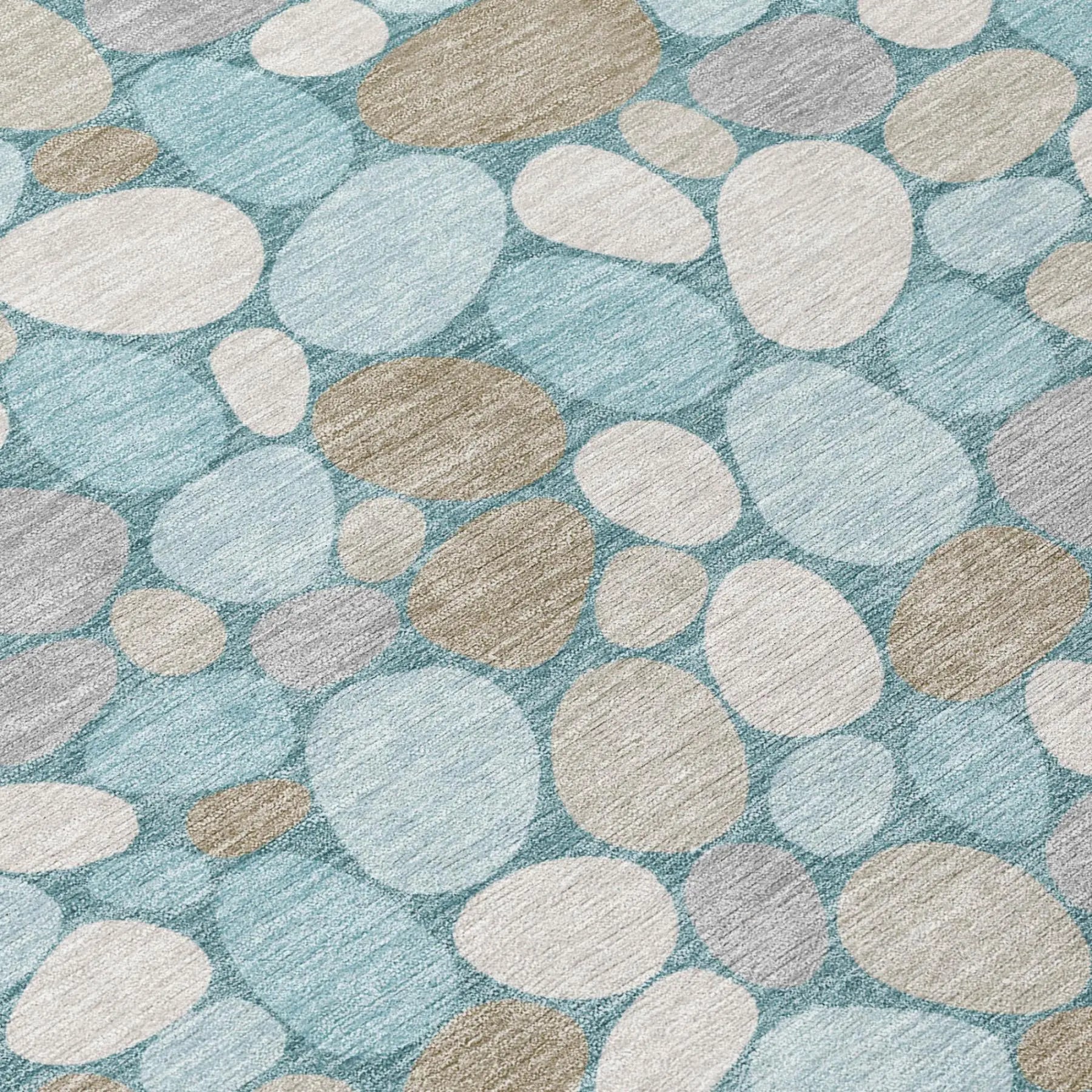 10' X 14' Teal Blue And Silver Geometric Washable Indoor Outdoor Area Rug Homeroots Outdoor