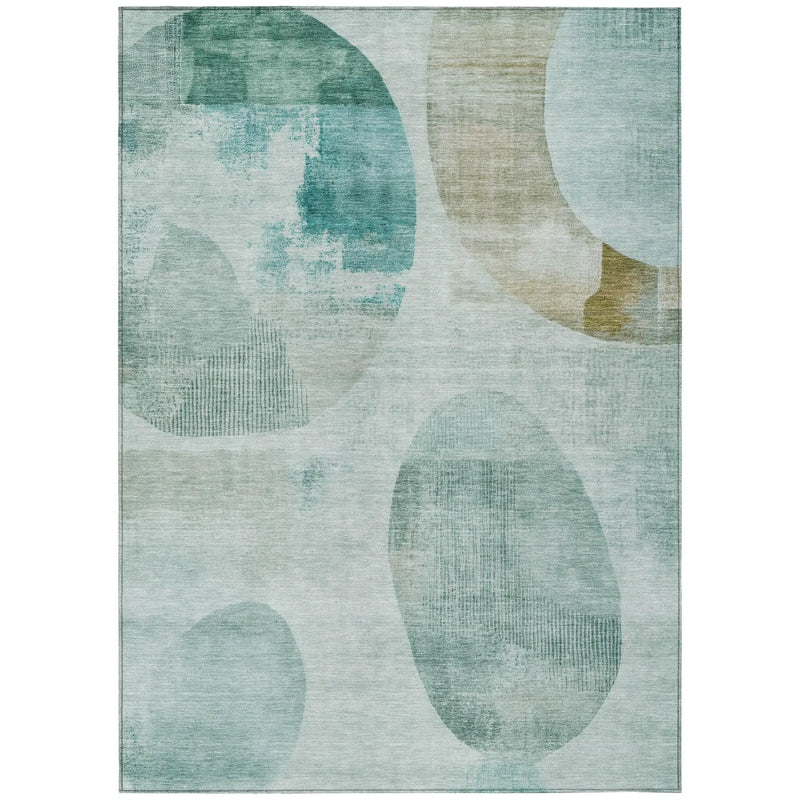 10' X 14' Teal Blue And Silver Geometric Washable Indoor Outdoor Area Rug Homeroots Outdoor