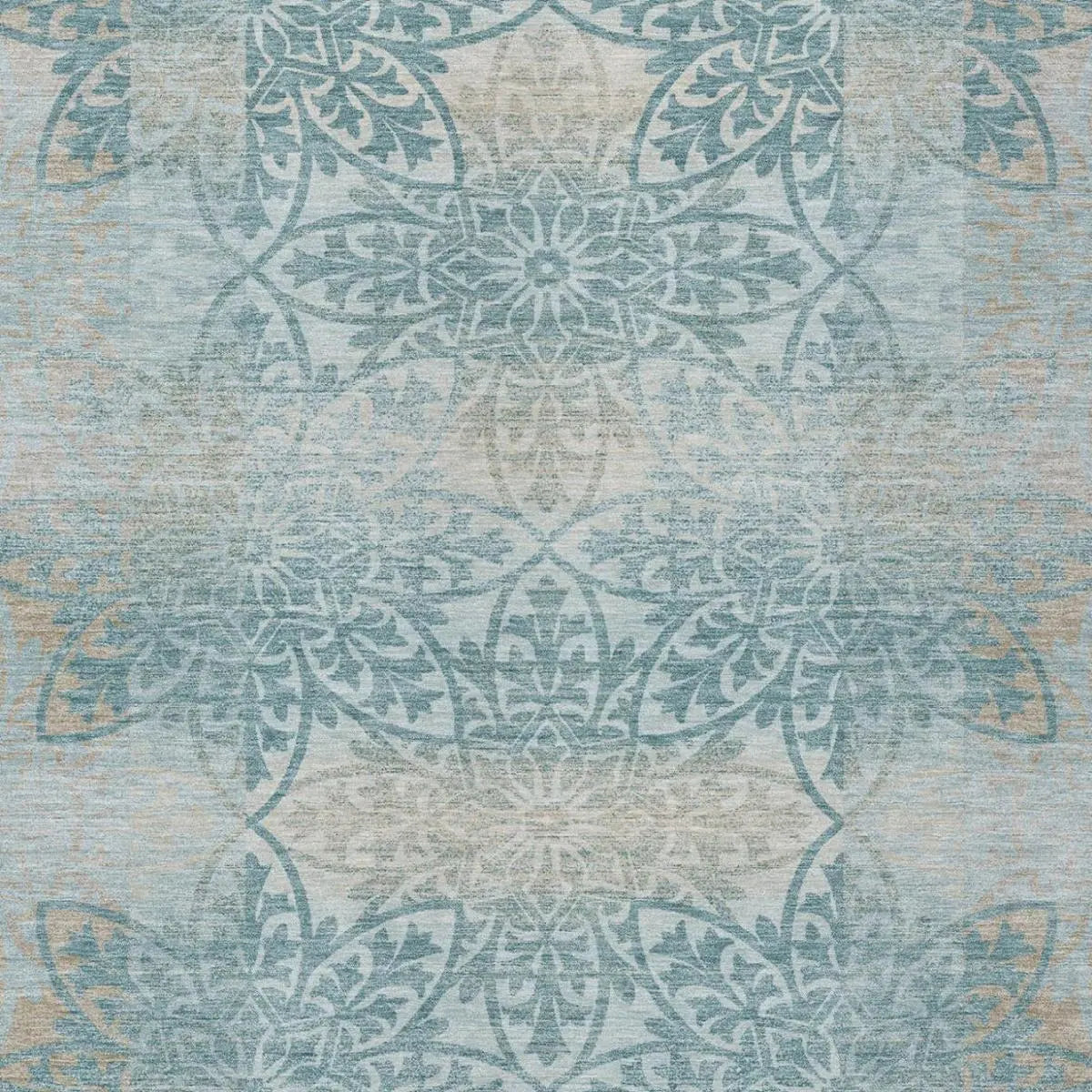 10' X 14' Teal Blue And Silver Oriental Washable Indoor Outdoor Area Rug Homeroots Outdoor