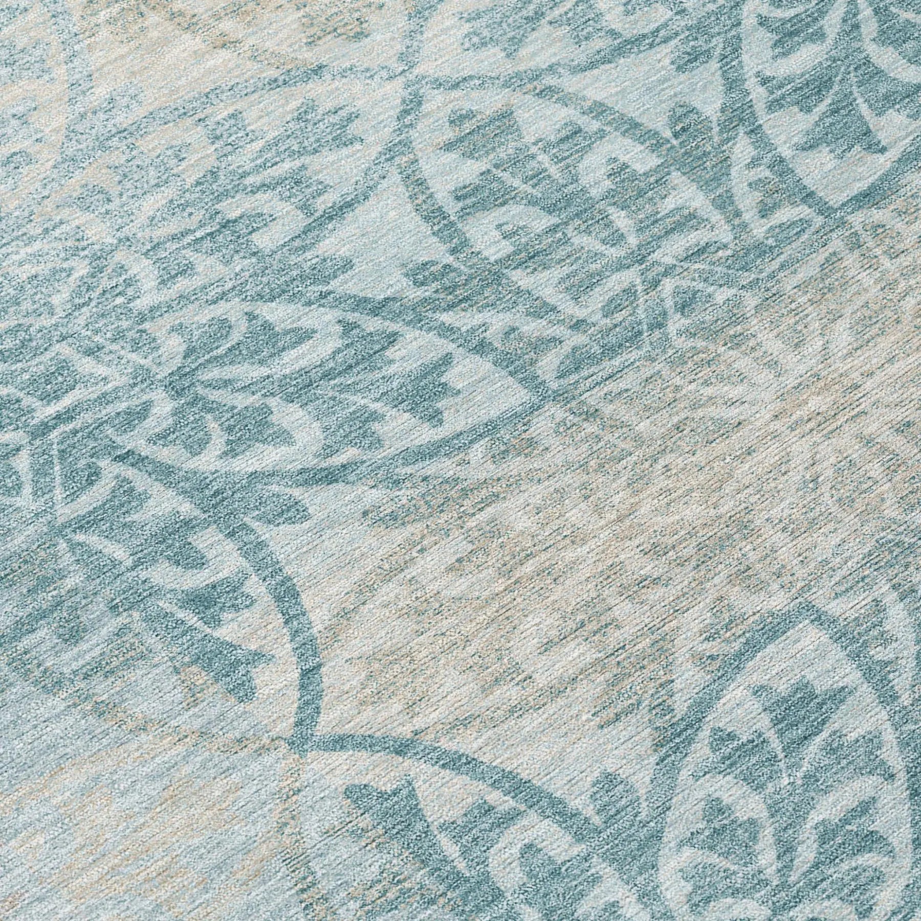 10' X 14' Teal Blue And Silver Oriental Washable Indoor Outdoor Area Rug Homeroots Outdoor