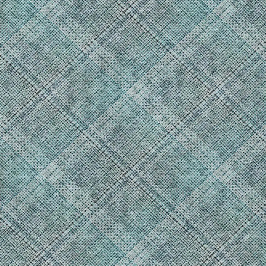 10' X 14' Teal Blue And Silver Plaid Washable Indoor Outdoor Area Rug Homeroots Outdoor