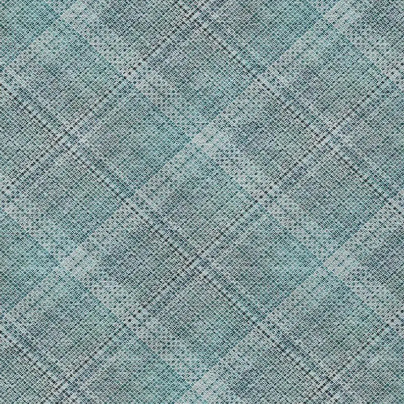10' X 14' Teal Blue And Silver Plaid Washable Indoor Outdoor Area Rug Homeroots Outdoor