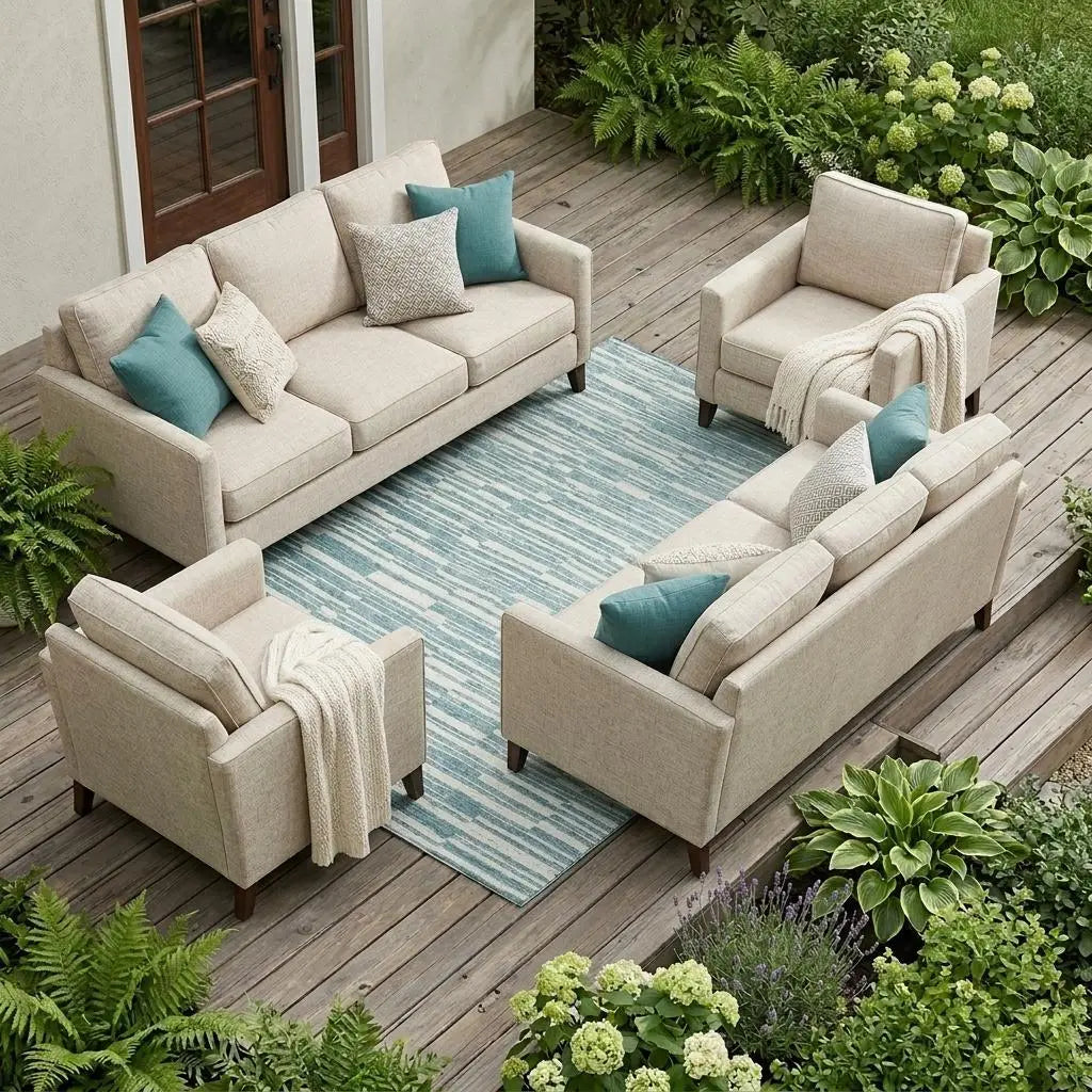 10' X 14' Teal Blue And Silver Striped Washable Indoor Outdoor Area Rug Homeroots Outdoor