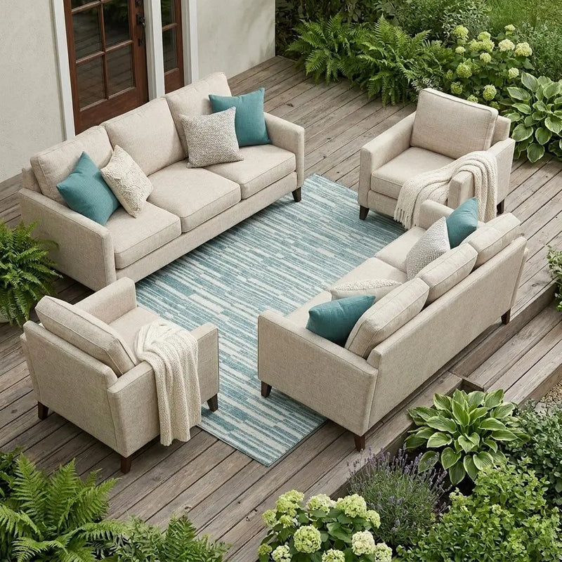 10' X 14' Teal Blue And Silver Striped Washable Indoor Outdoor Area Rug Homeroots Outdoor