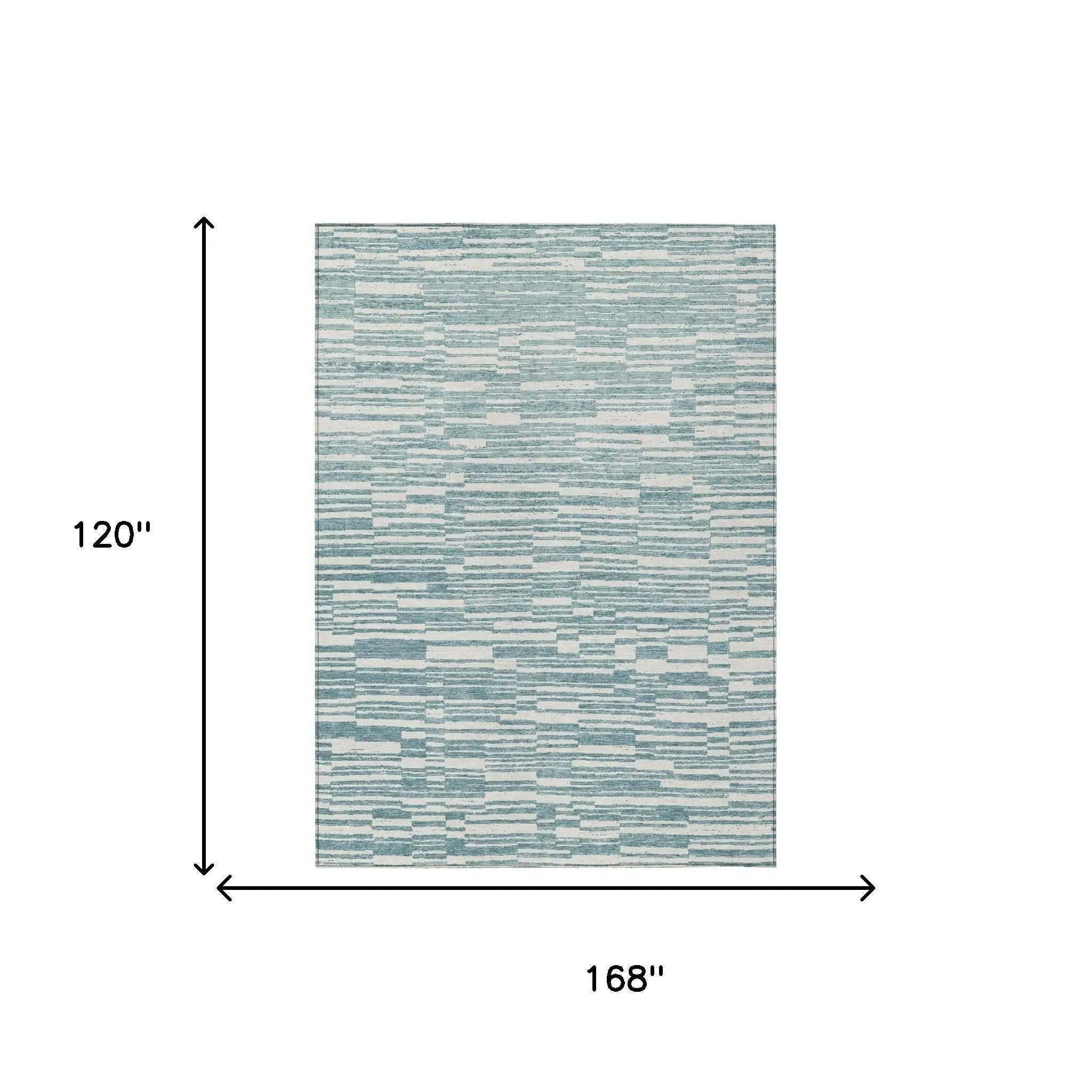 10' X 14' Teal Blue And Silver Striped Washable Indoor Outdoor Area Rug Homeroots Outdoor